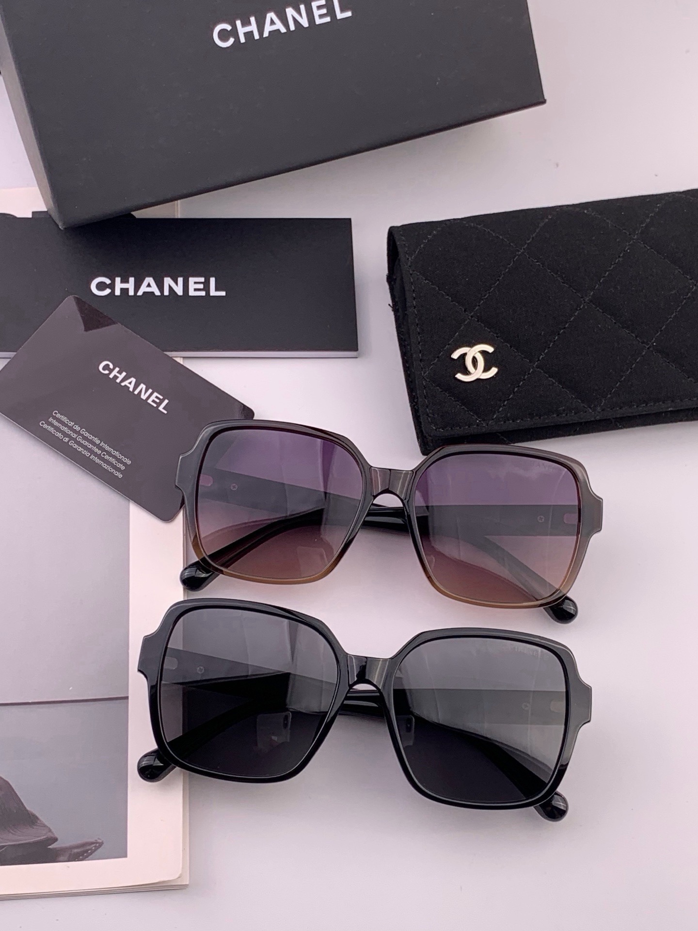 🆕   【CHANEL】香奈儿 新款潮流爆款 时尚方框太阳镜 佩戴舒适 网红潮款墨镜  女士高清加厚偏光太阳镜🕶️ 🎉高
