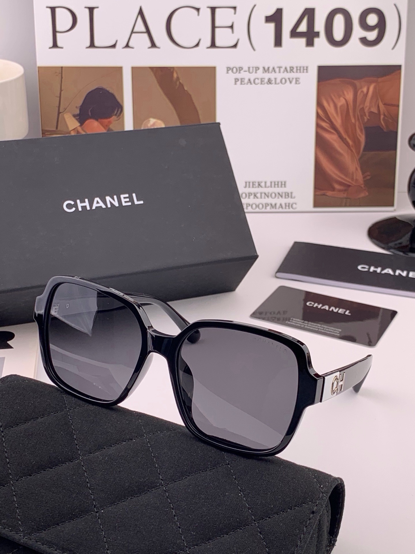 🆕   【CHANEL】香奈儿 新款潮流爆款 时尚方框太阳镜 佩戴舒适 网红潮款墨镜  女士高清加厚偏光太阳镜🕶️ 🎉高