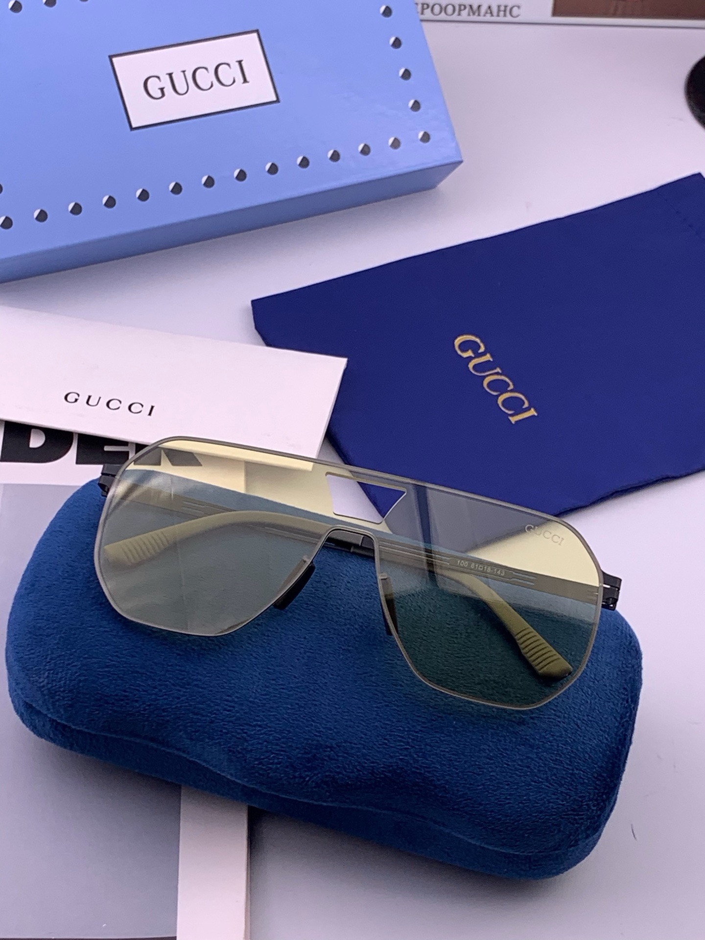 🆕 ♦️ GUCCI 新款男女情侣款太阳镜多边形墨镜i🆕 P电镀永不褪色 超轻超有弹性整幅眼镜无螺丝重要的是压不坏 高清