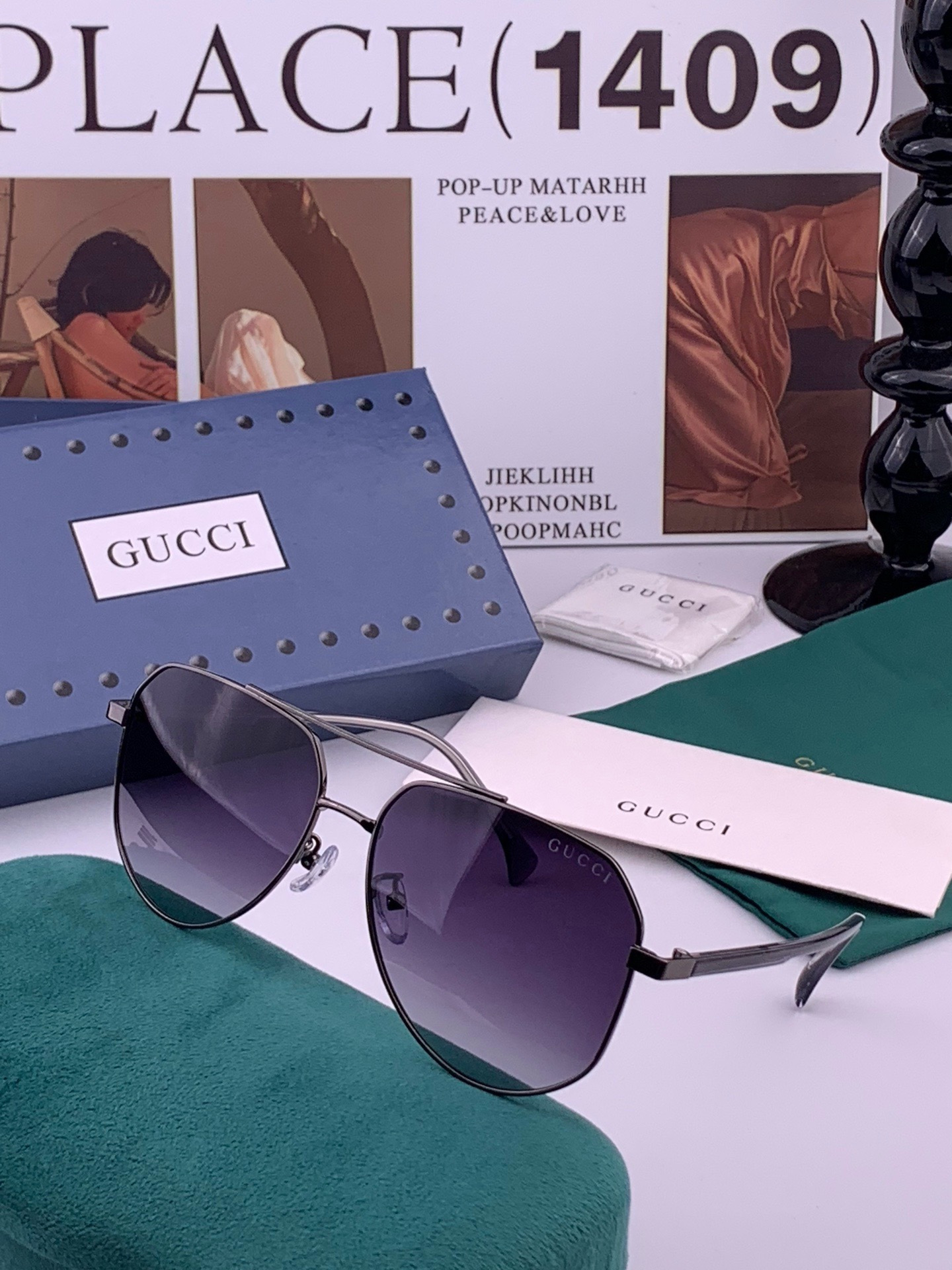 Gucci 🔥  高品质男女款墨镜   👍 进口宝丽来偏光镜片  🔥蛤蟆镜 开车钓鱼都可 🔥百搭显瘦墨镜韩版男士飞行员大