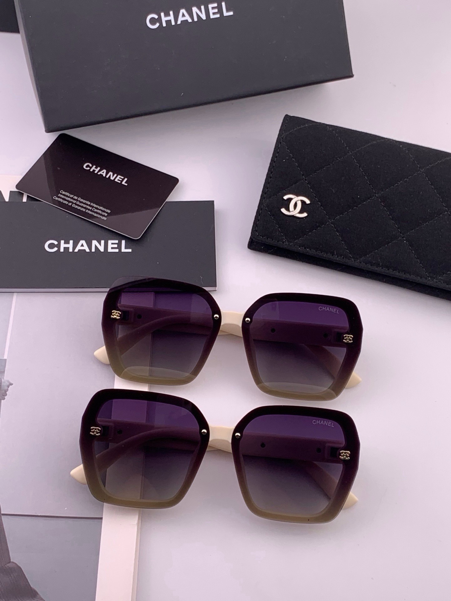 【CHANEL】香奈儿 新款潮流爆款 时尚方框太阳镜 佩戴舒适 网红潮款墨镜  女士高清加厚偏光太阳镜🕶️ 🎉高品质TR