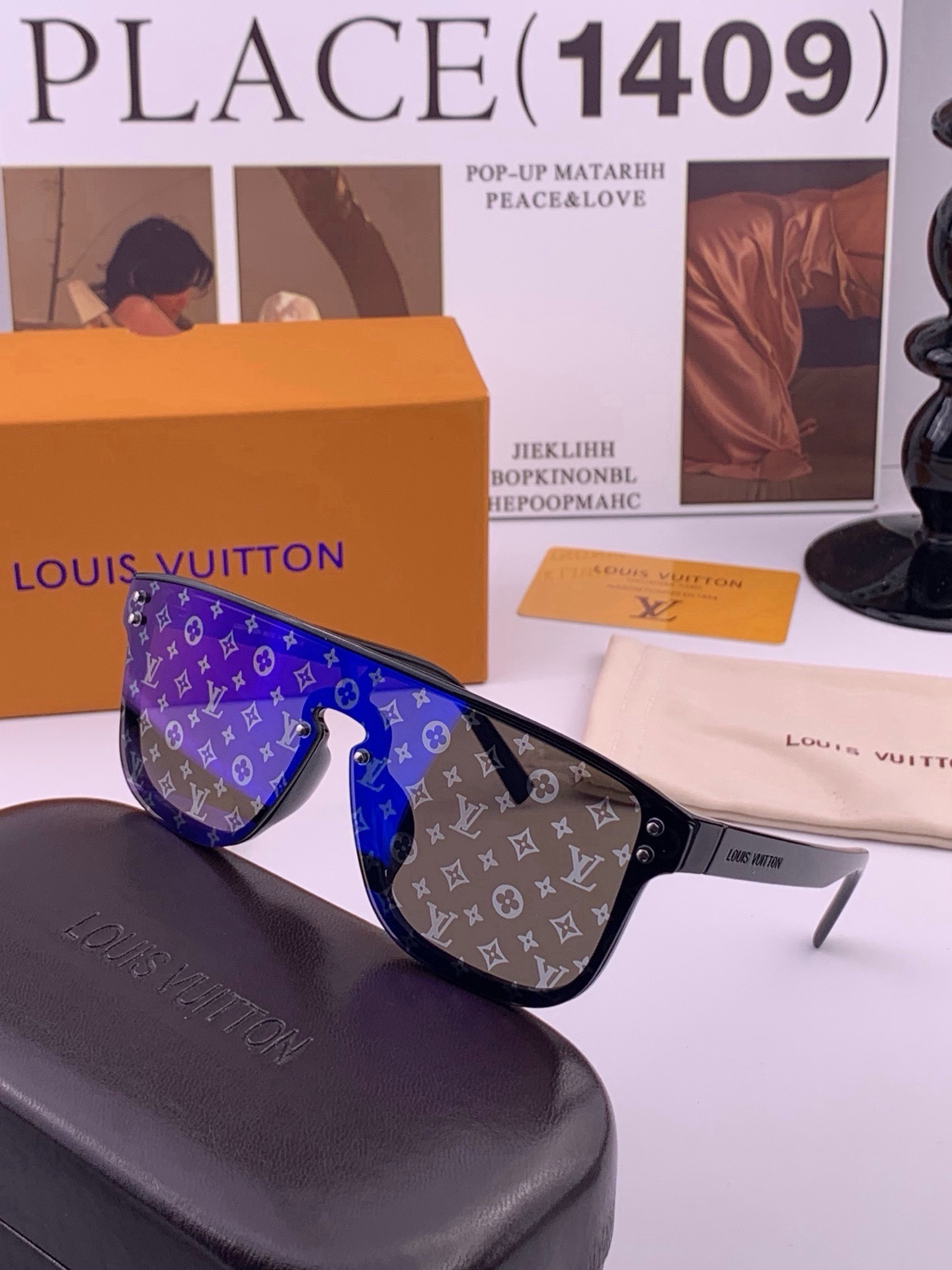 LV🔥高品质男女款”太阳镜🔥 开车钓鱼都可🔥百搭显瘦墨镜韩版男士飞行员大框司机开车防紫外线太阳镜，型号：L2108