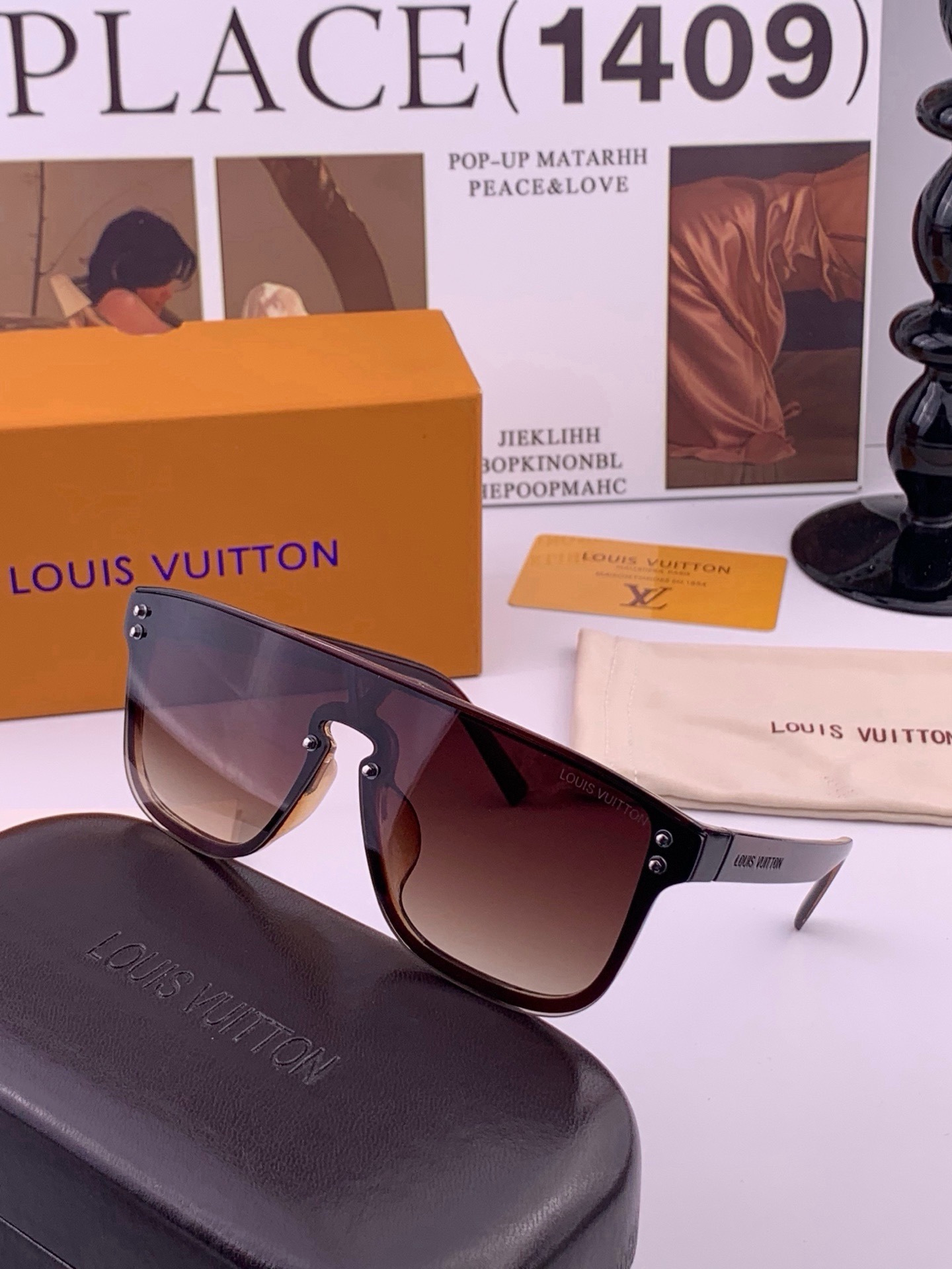 LV🔥高品质男女款”太阳镜🔥 开车钓鱼都可🔥百搭显瘦墨镜韩版男士飞行员大框司机开车防紫外线太阳镜，型号：L2108