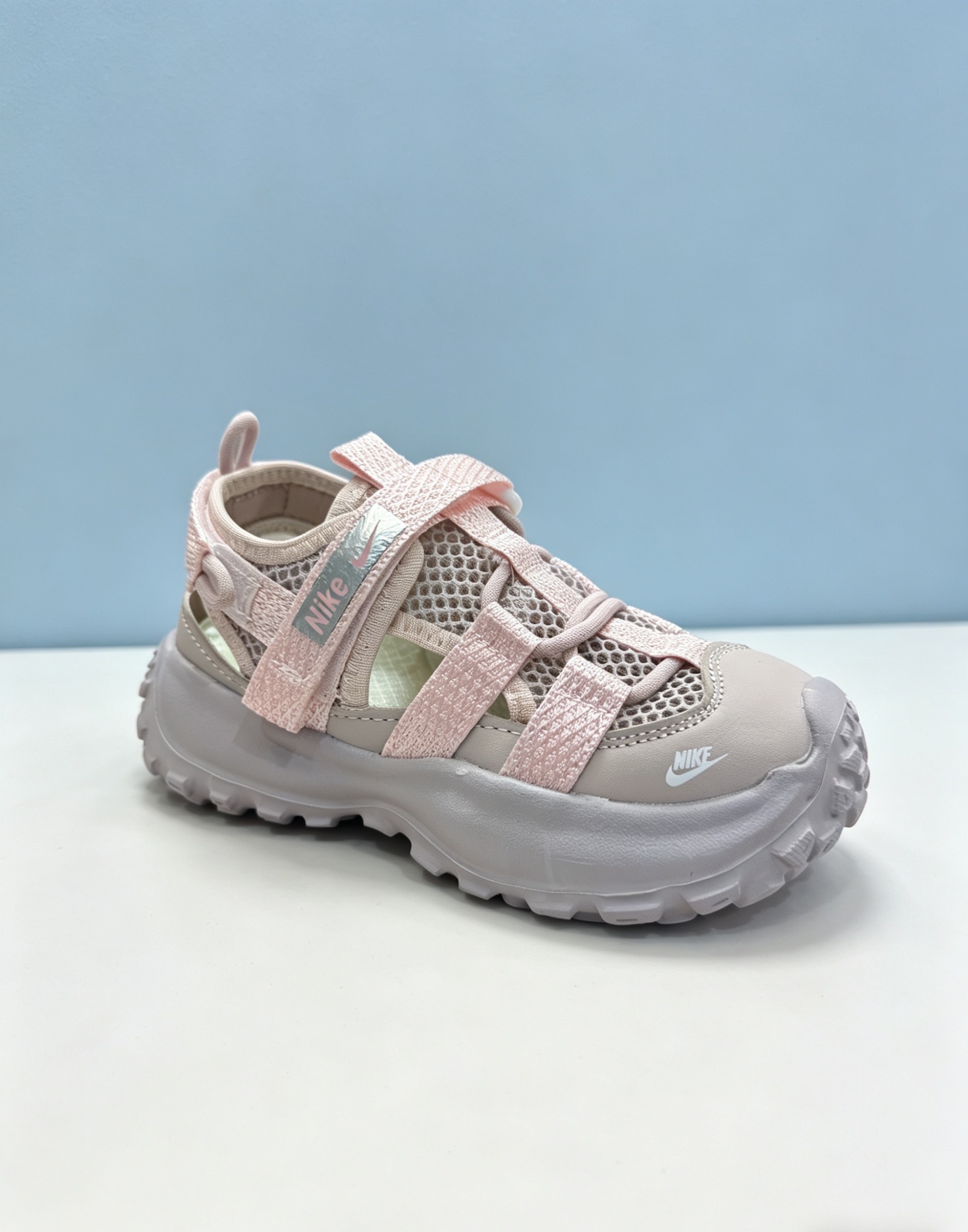 NO:770187,,26-37 Nike's latest 2026...[Color][Color] Light pink girly heart, trendy and cool children's sandals, girls' Velcro toe-cap summer breathable mesh outdoor shoes, soft soles, non-slip and versatile, Nike sandals, sandals,19860909,26-37 耐克2026最新款...[色][色]浅粉少女心 潮酷儿童凉鞋 女童魔术贴包头夏季透气网眼户外鞋 软底防滑百搭,耐克凉鞋,sandals,,Children's