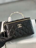 Chanel Top
 Crossbody & Shoulder Bags Black White Lambskin Sheepskin