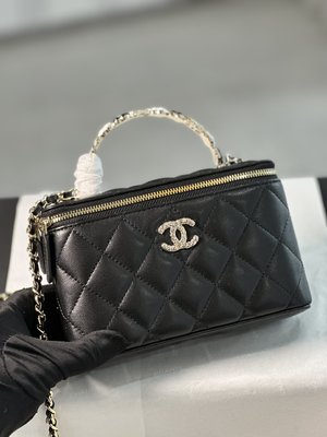 Chanel Crossbody & Shoulder Bags Black White Lambskin Sheepskin