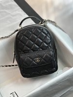 Chanel Bags Backpack Top 1:1 Replica
 Black Pink Lychee Pattern Cowhide Mini