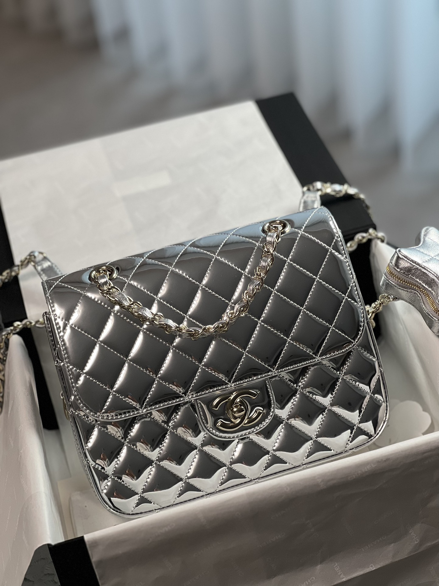 Chanel Bags Backpack Online Sales
 Silver Patent Leather Spring/Summer Collection