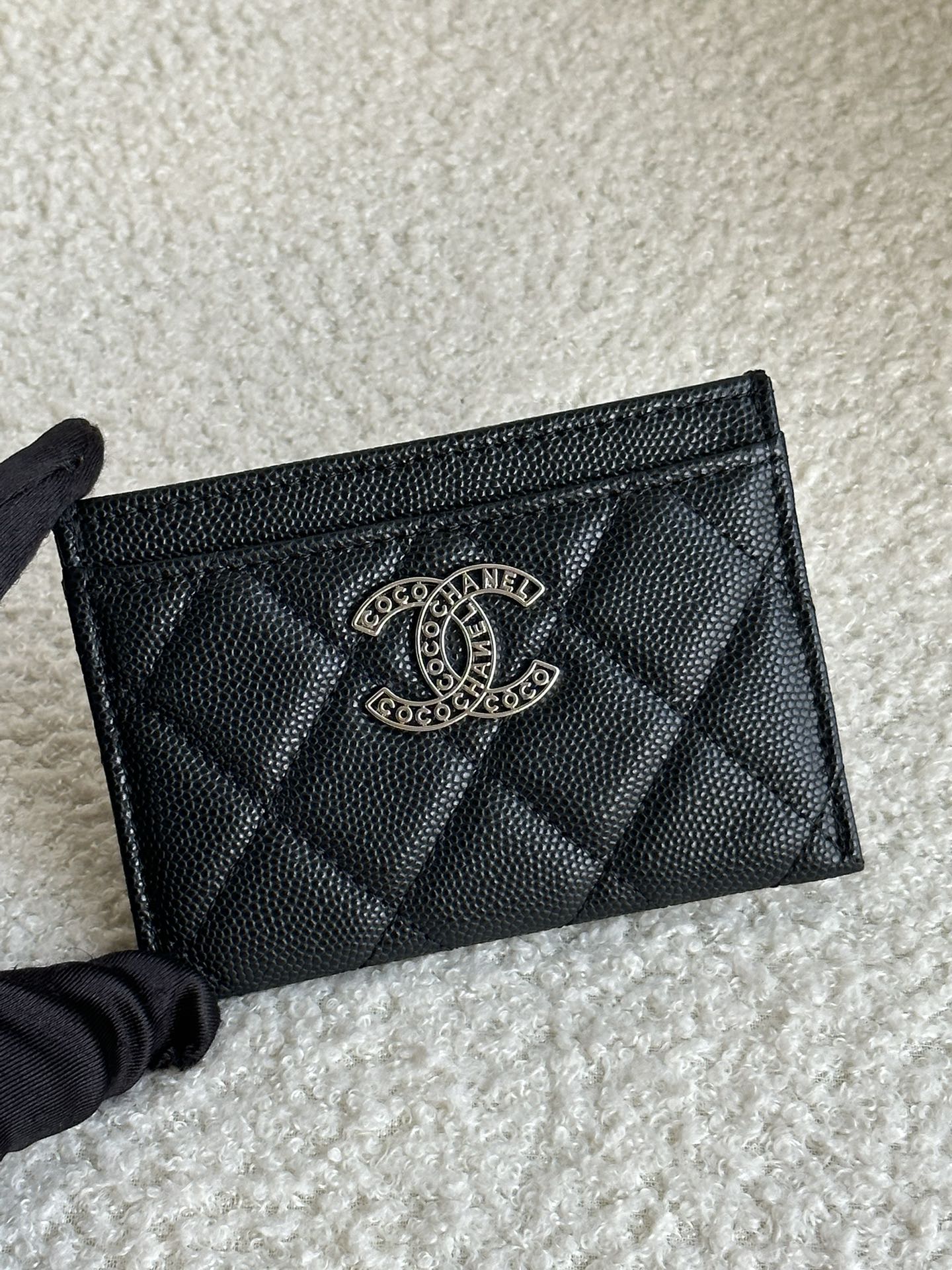 Chanel Carteira Pequena Preto Trabalho aberto