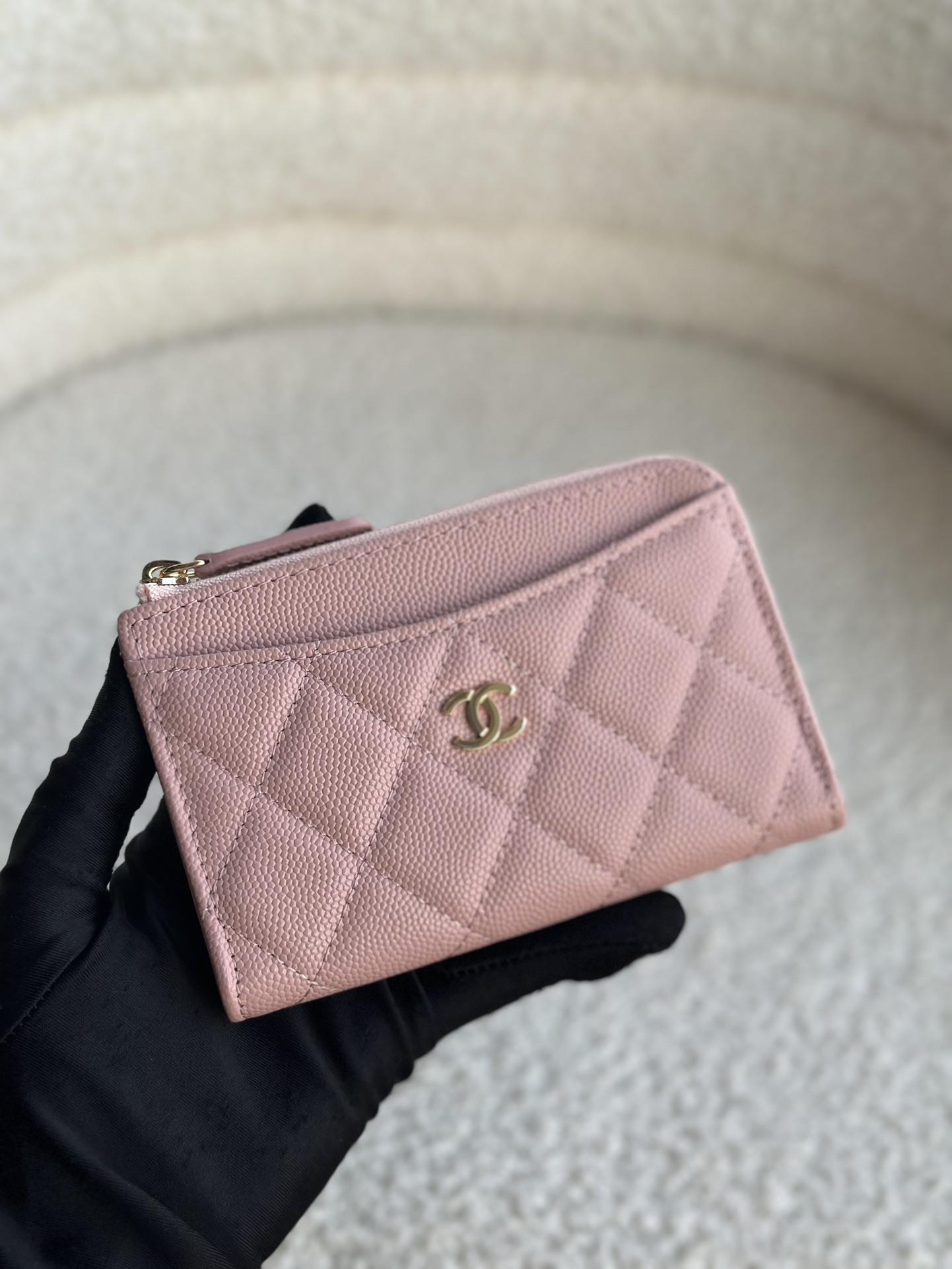 Chanel Classic Flap Bag Wallet Pink Gold Hardware