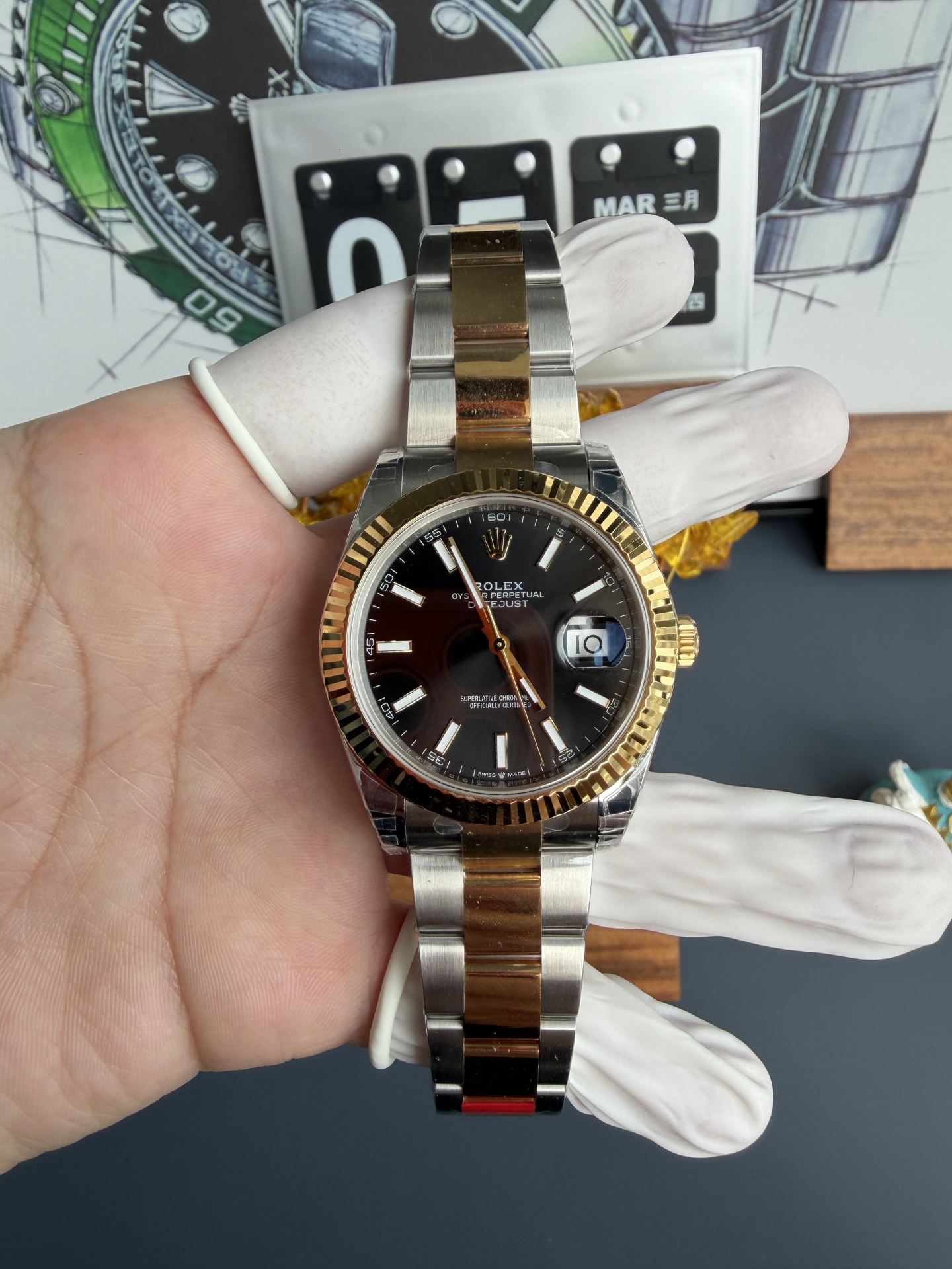 NO:741864,VS, V2 gold and black log, three plate chain, equipped with Dandong movement - ready stock,19860909VS,V2间金黑日志,三板链,搭载丹东机芯-现货,,Watch