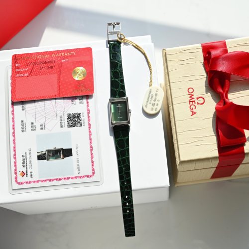 Omega De Ville 1960s Vintage Square Watch Gold-Plated Case Green Alligator Strap 1 Omega De Ville 1960s Vintage Square Watch Gold-Plated Case Green Alligator Strap