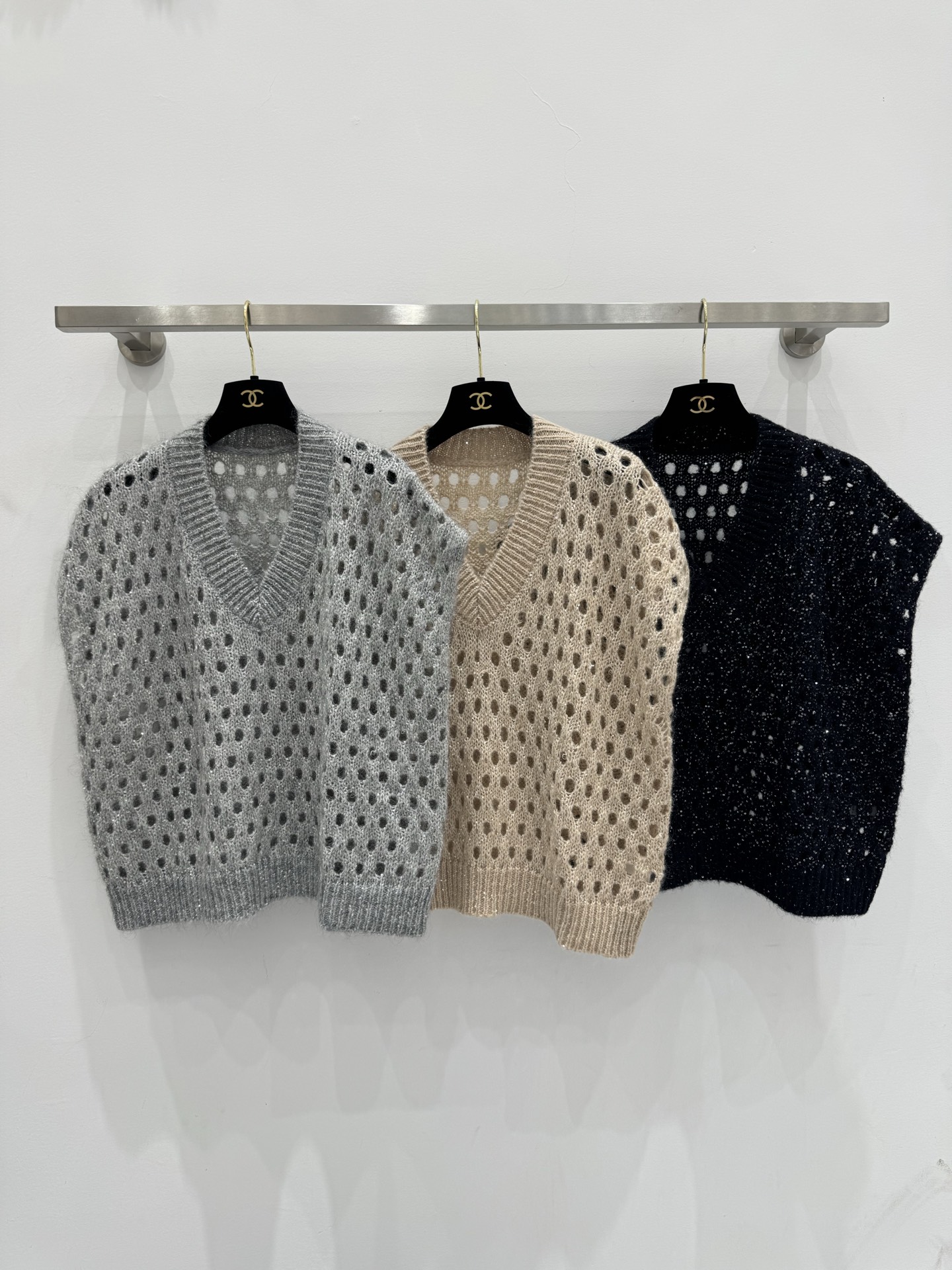 NO:569612,BC sequin hollow vest!  3 colors/SML,,alexander wang19860909BC珠片镂空马甲！3色/SML,,alexander wang,Women's clothing