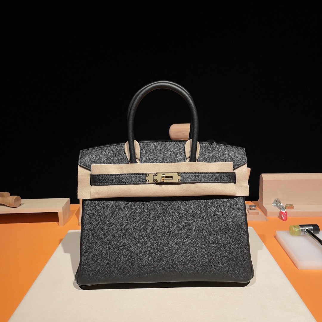 Hermes Birkin Bags Handbags Black Gold Hardware