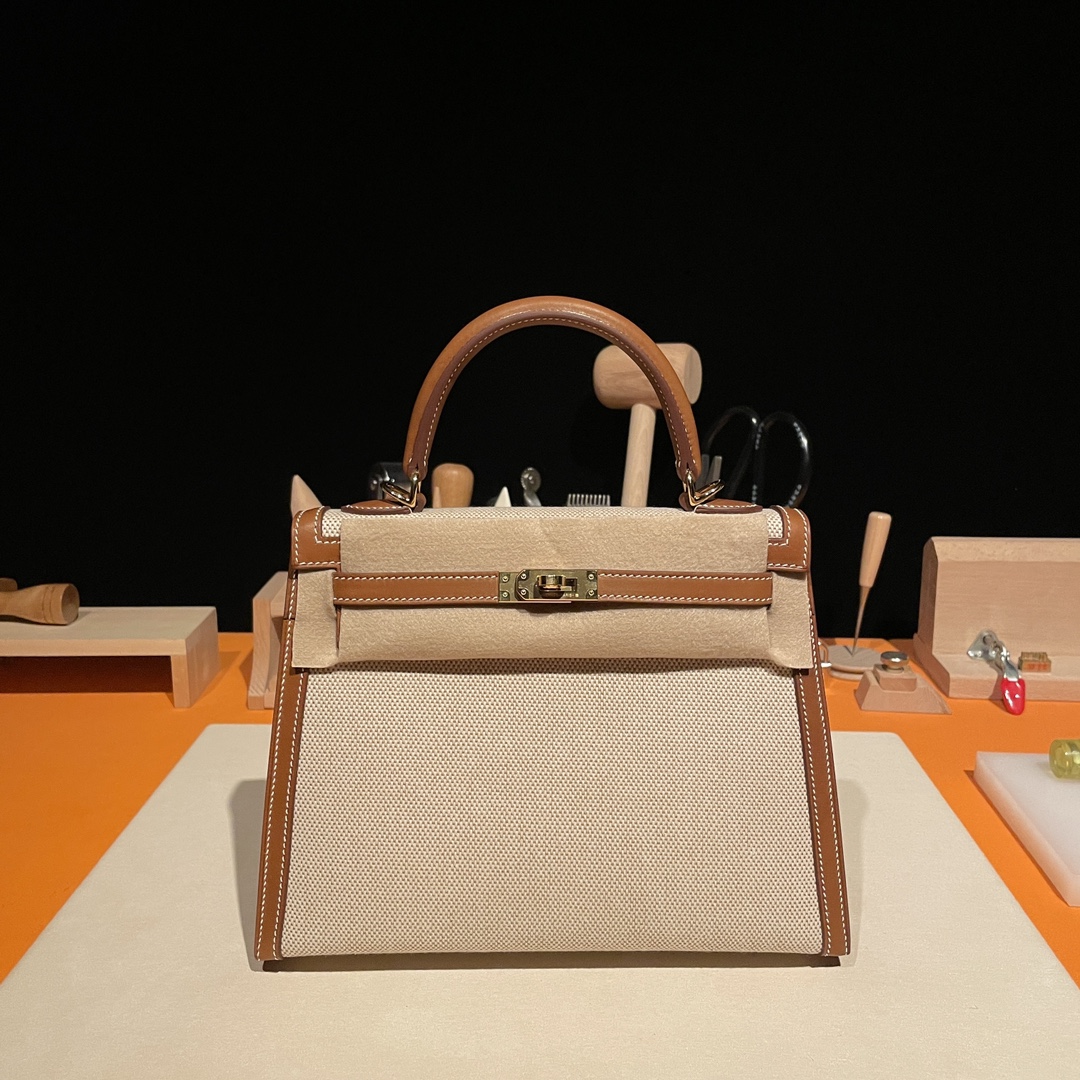 Hermes Kelly Handbags Crossbody & Shoulder Bags Gold Hardware Canvas