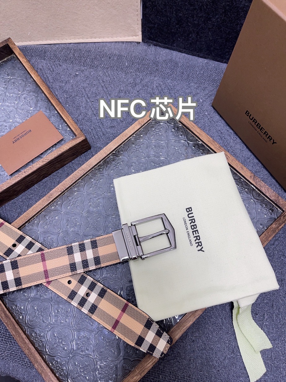 “Burberry Men’s Leather Belts: Fashionable, High-Quality, NFC Chip for Validation” - 图片 6
