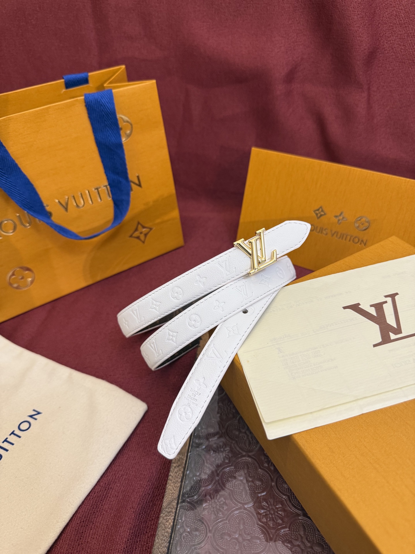 Louis Vuitton Flowergram 20mm Reversible Monogram Leather Belt - White
