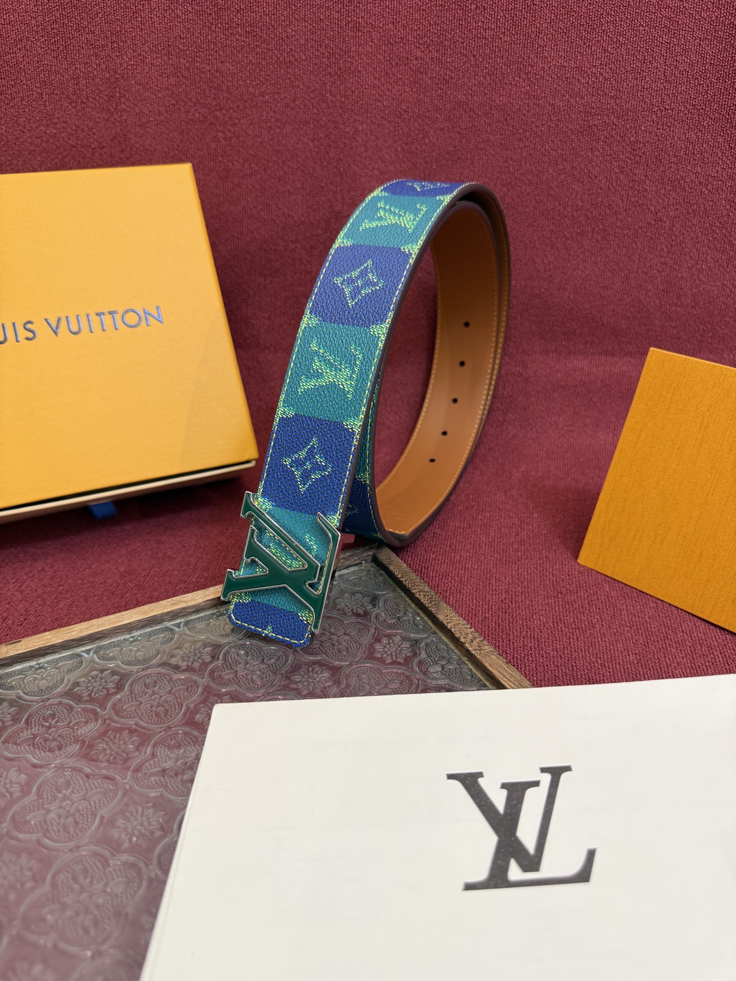 Louis Vuitton Initiales College Monogram Blue Heritage 40mm Reversible Belt 4 i1758990548542 2091 0 3