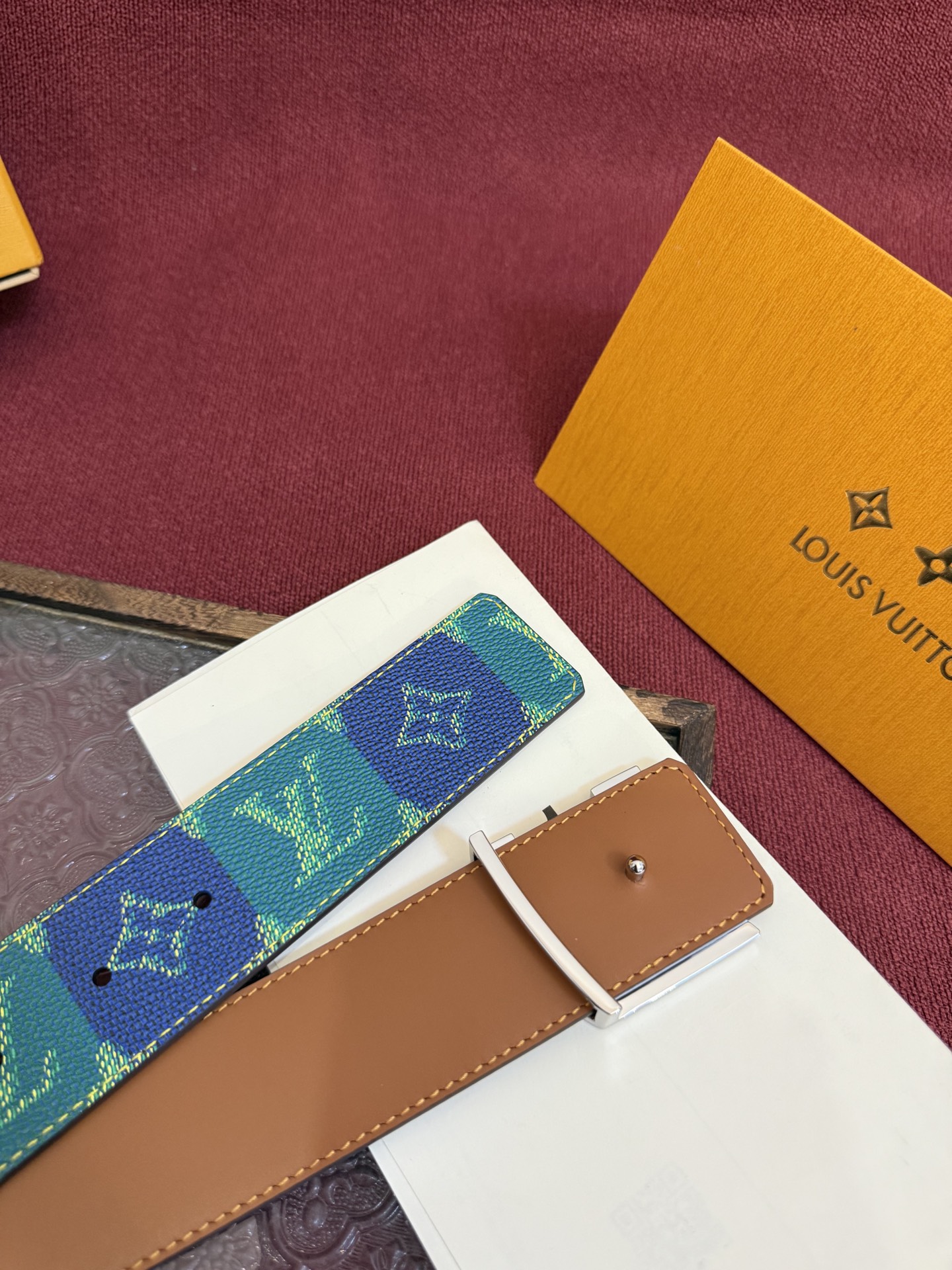 Louis Vuitton Initiales College Monogram Blue Heritage 40mm Reversible Belt 6 i1758990548596 9543 0 5