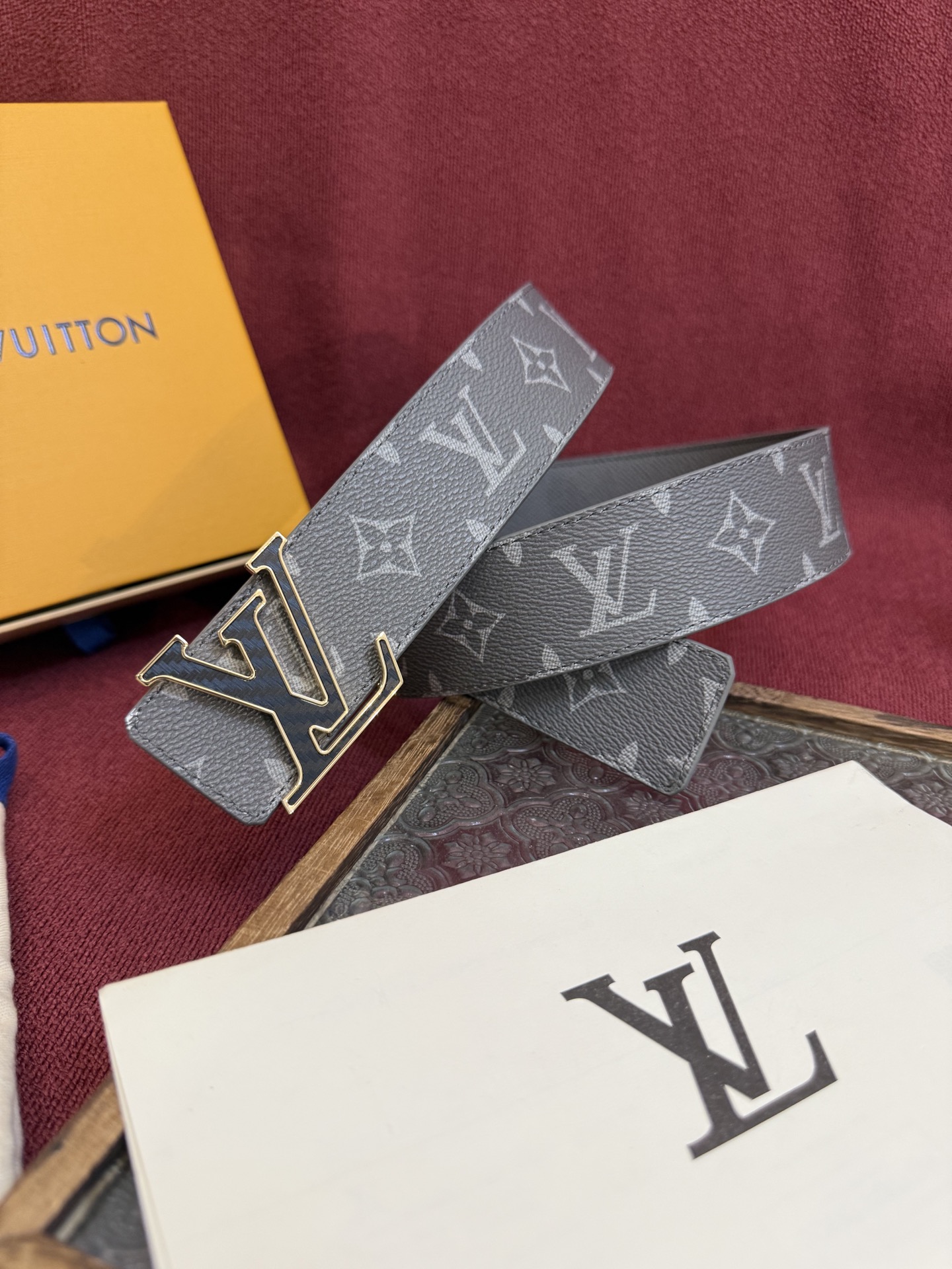Ceinture Louis Vuitton pour Homme, Toile et Cuir de Veau, Boucle Signature LV