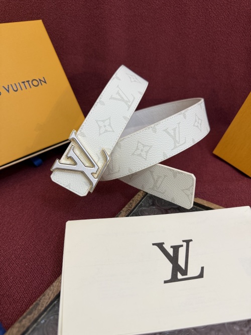 Louis Vuitton Men's Belt: White Canvas with Signature Buckle, 4cm Width 1 Louis Vuitton Men's Belt: White Canvas with Signature Buckle, 4cm Width