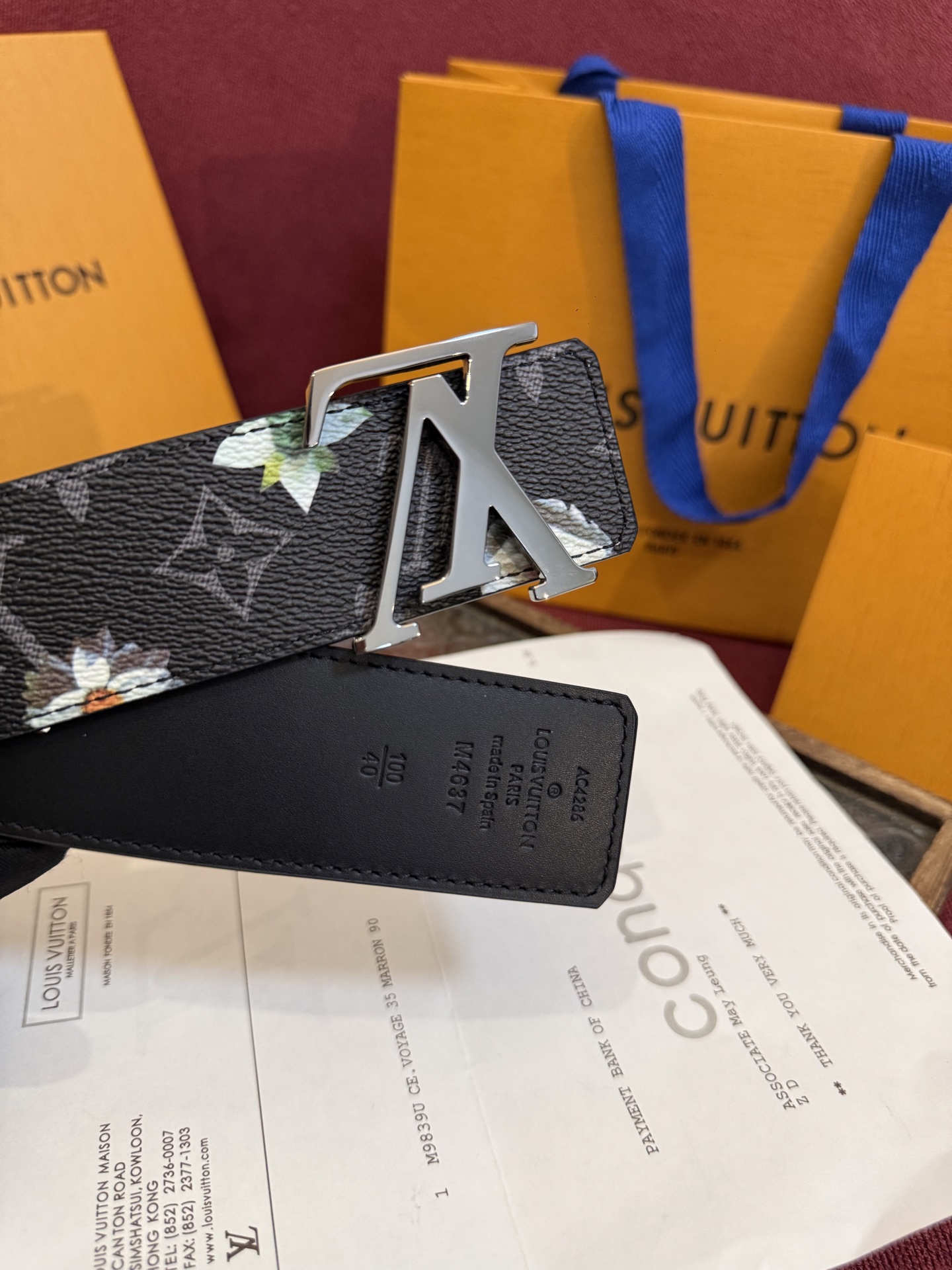 LV Initiales Monogram Flower 双面腰带以 Monogram 印花和撞色花卉焕