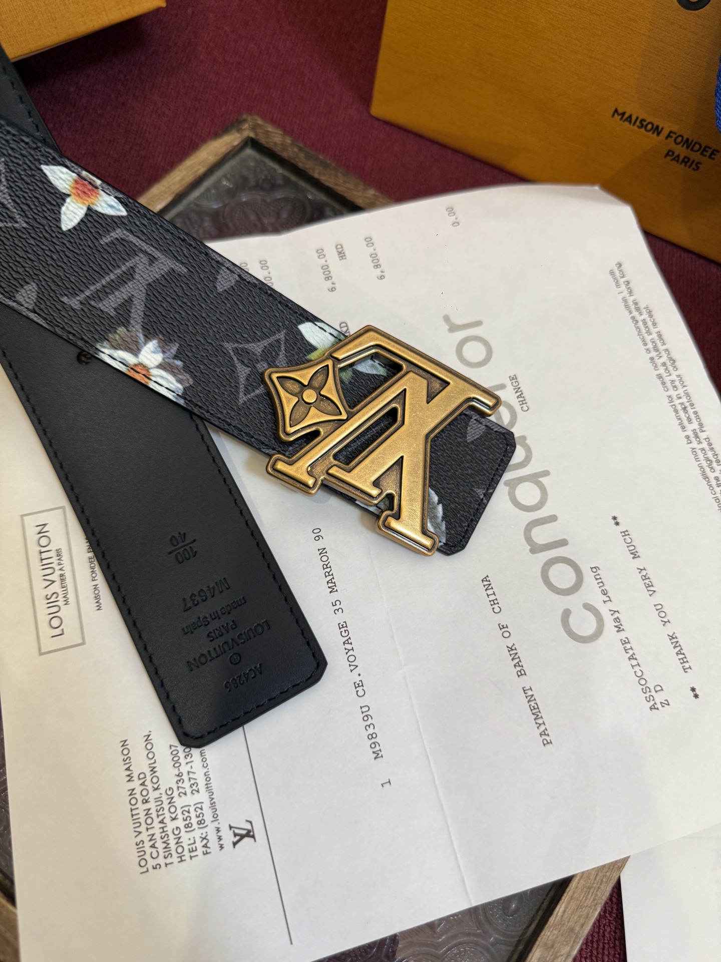 LV Initiales Monogram Flower 双面腰带以 Monogram 印花和撞色花卉焕