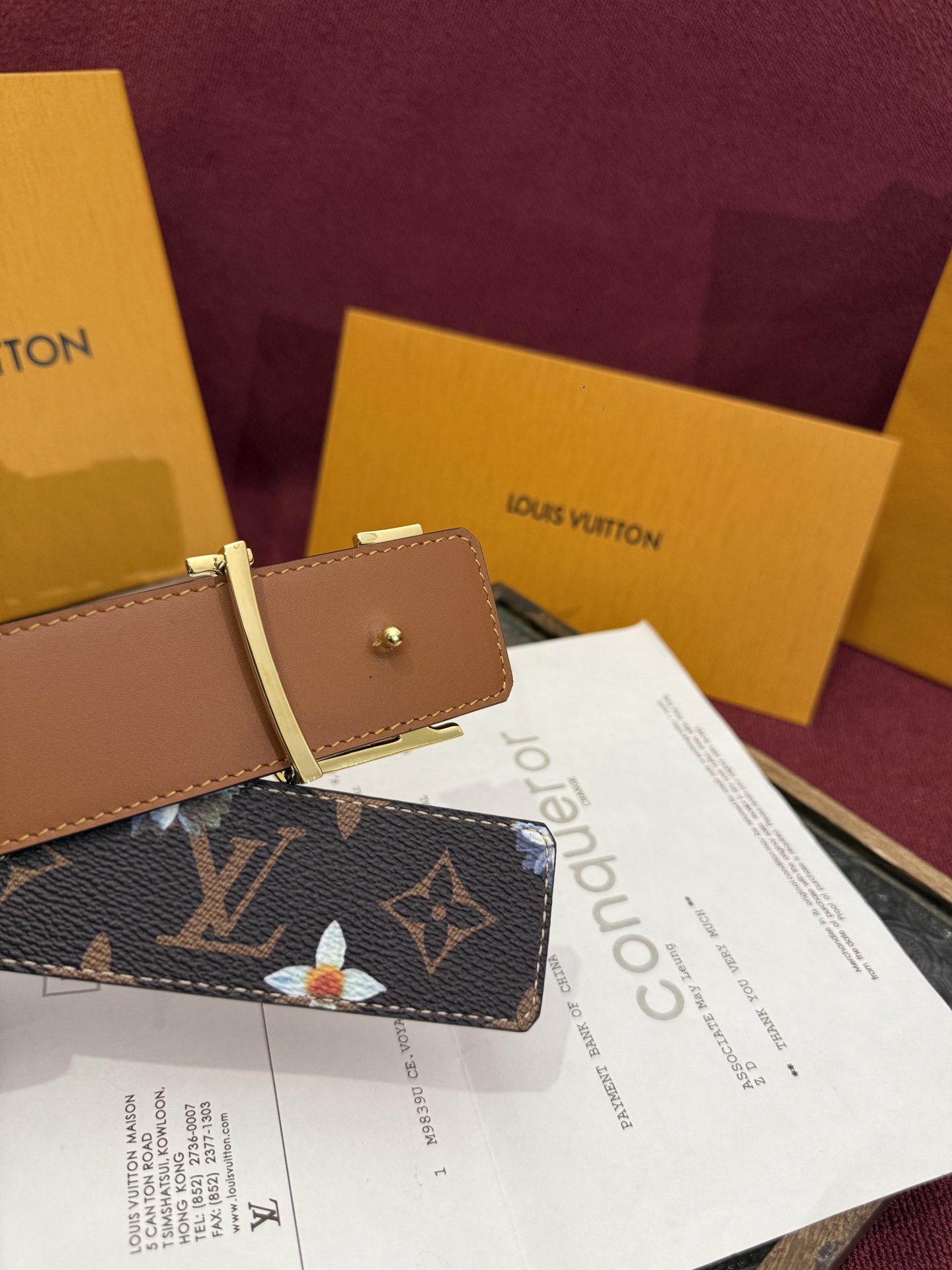 LV Initiales Monogram Flower 双面腰带以 Monogram 印花和撞色花卉焕