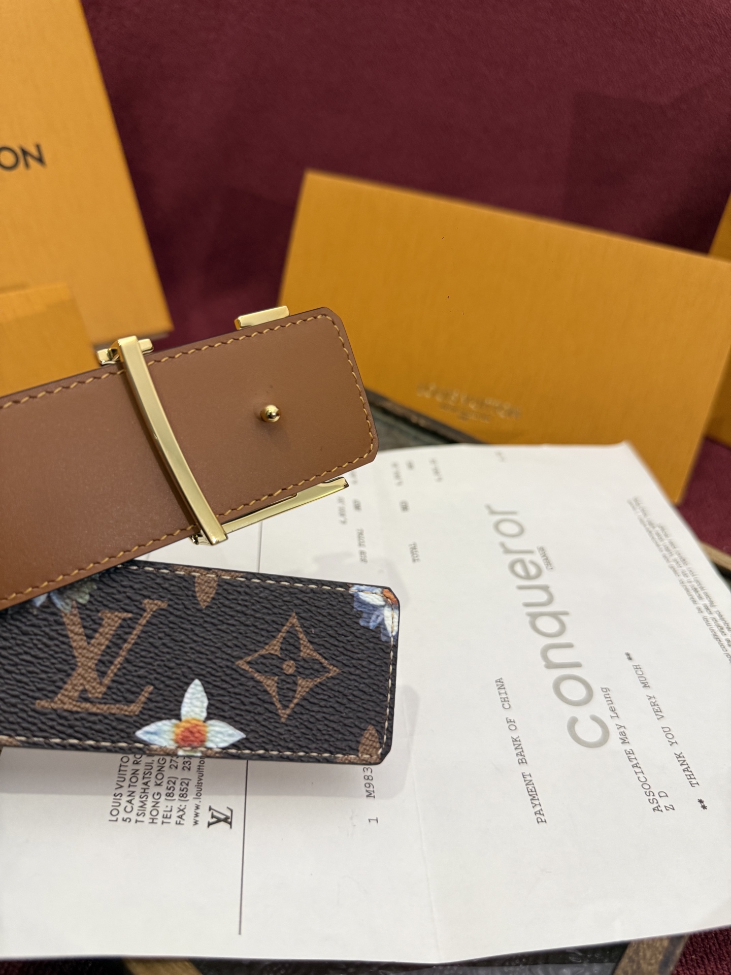 LV Initiales Monogram Flower 双面腰带以 Monogram 印花和撞色花卉焕