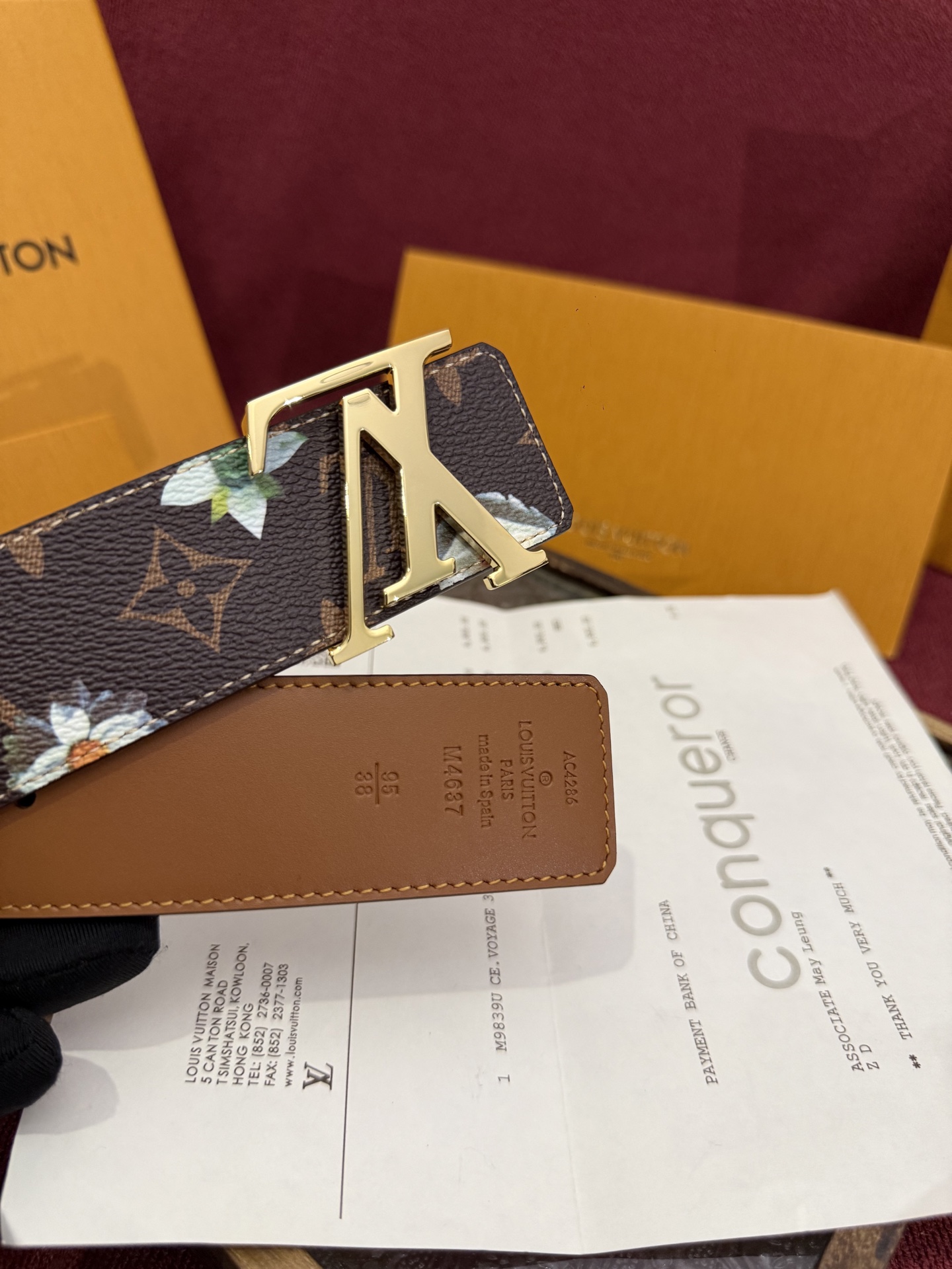 LV Initiales Monogram Flower 双面腰带以 Monogram 印花和撞色花卉焕