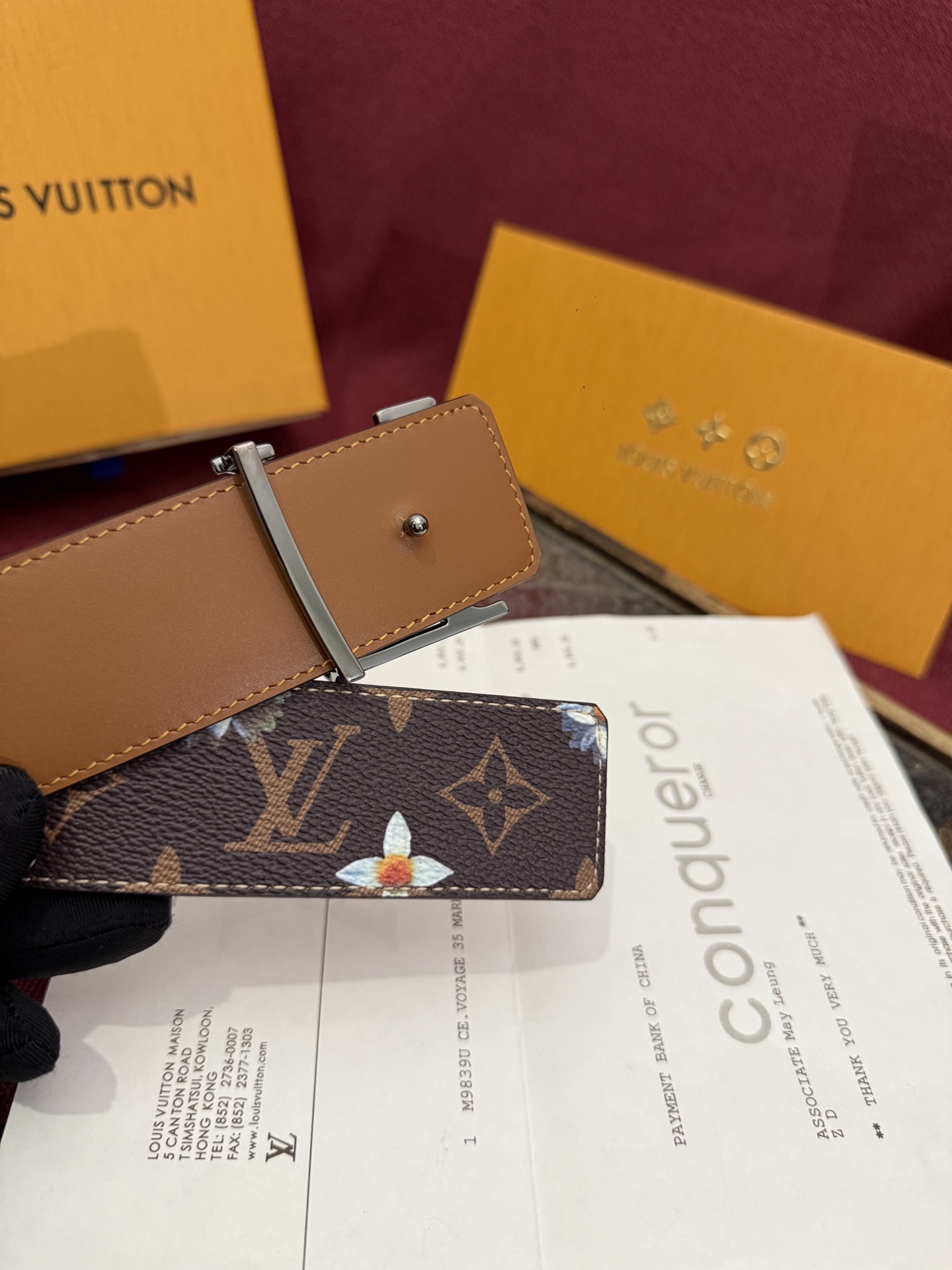 LV Initiales Monogram Flower 双面腰带以 Monogram 印花和撞色花卉焕