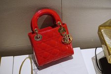 Dior Lady Sale
 Handbags Crossbody & Shoulder Bags Red Gold Hardware Patent Leather
