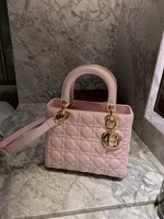 Dior Lady Handbags Crossbody & Shoulder Bags Light Pink Gold Hardware Lambskin Sheepskin