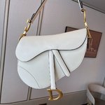 Dior Saddle Saddle Bags White Cowhide Fashion
