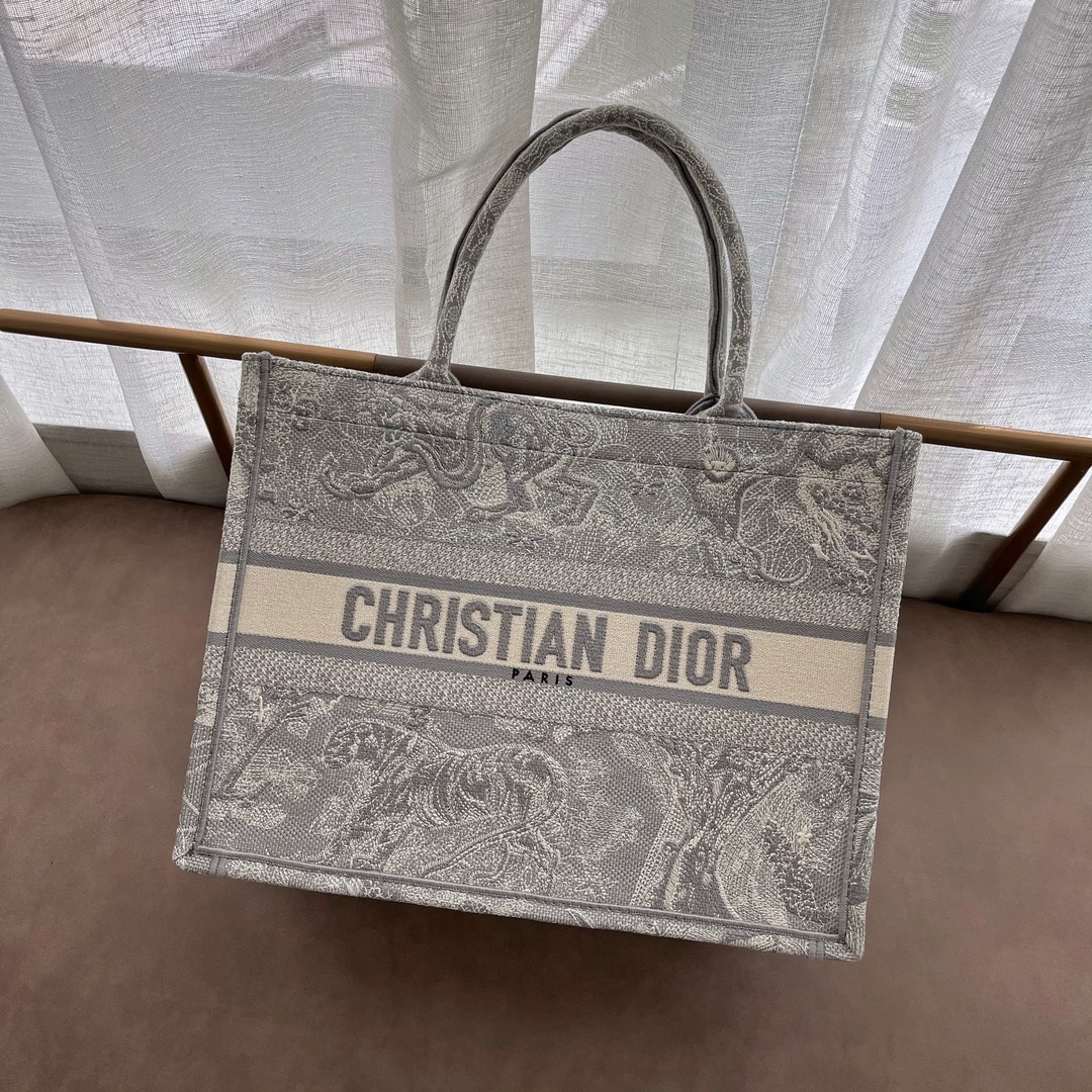 Dior Book Tote Tassen handtassen Tote Tas Meest gewenst
 Grijs Borduurwerk