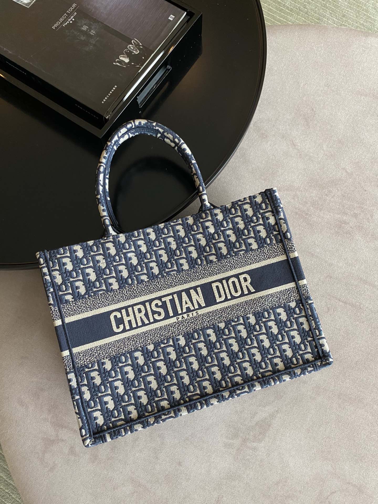 Dior Book Tote Tassen handtassen Tote Tas Blauw Borduurwerk