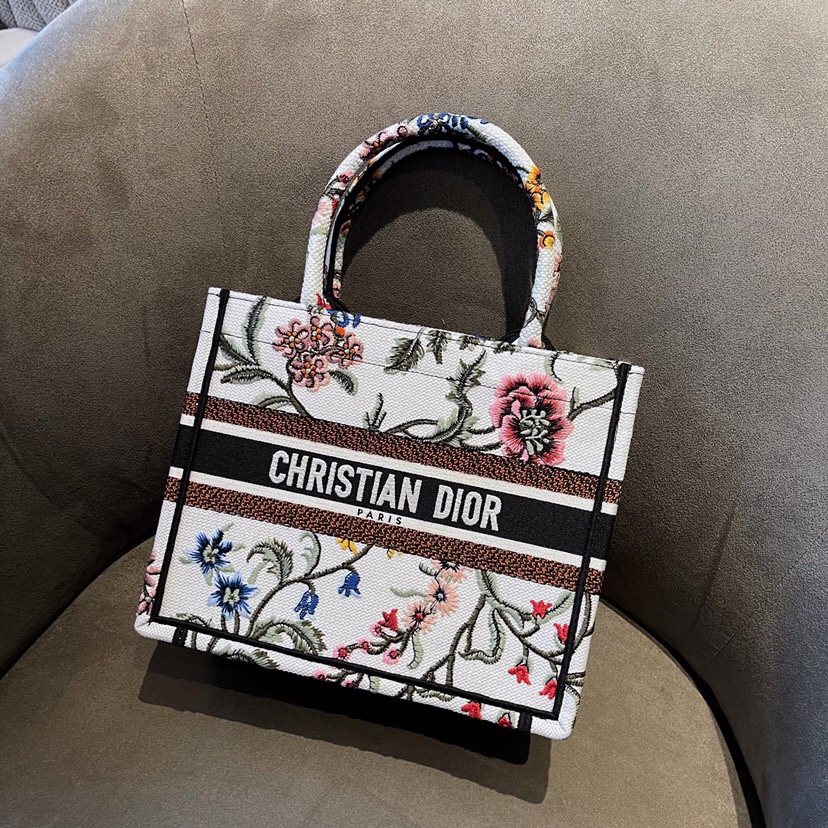 Dior Book Tote Handbags Tote Bags White Embroidery