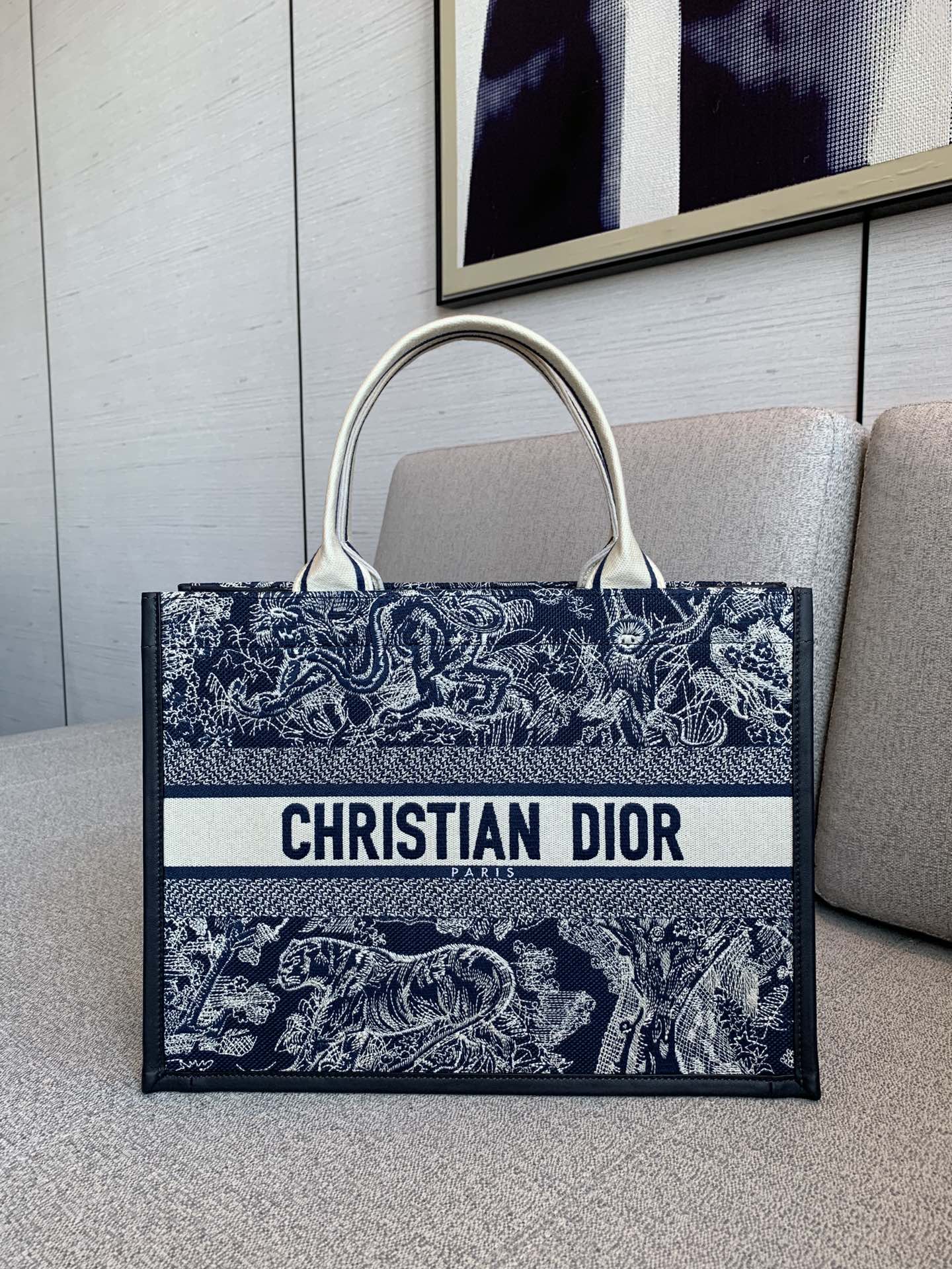 Dior Book Tote Tassen handtassen Tote Tas Blauw Splijten Unisex