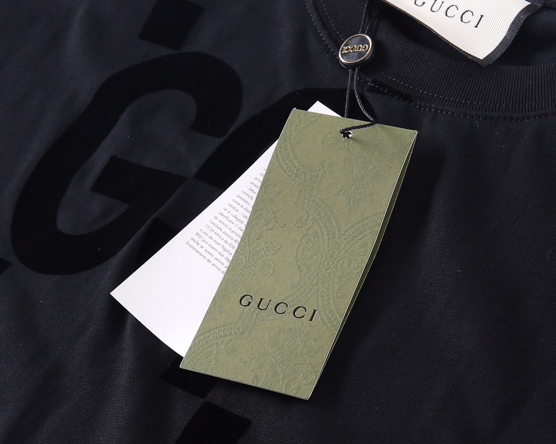 Gucci/古驰24ss 双G立体植绒短袖T恤