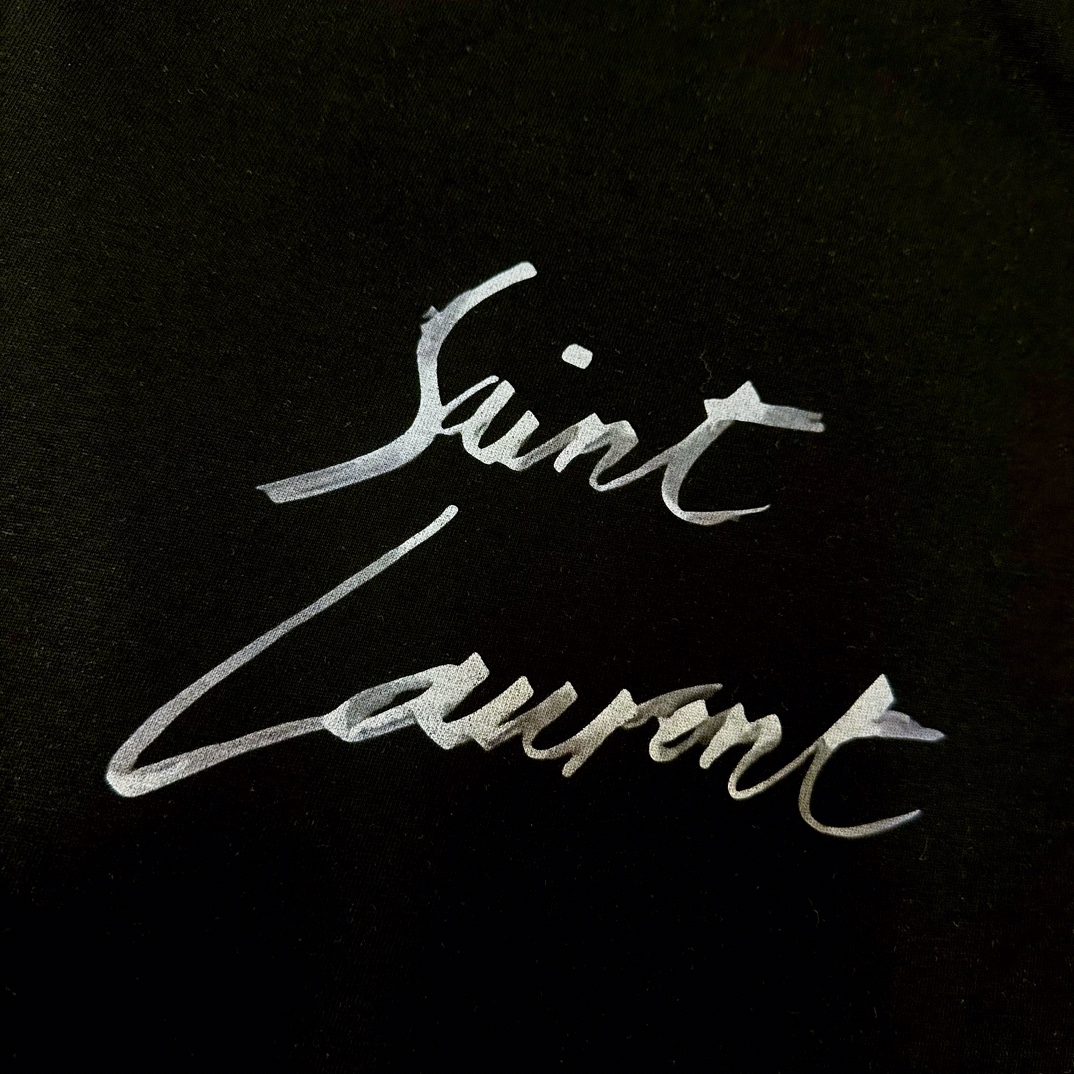 SAINT LAURENT/圣罗兰 YSL 24ss草写签名短袖T恤