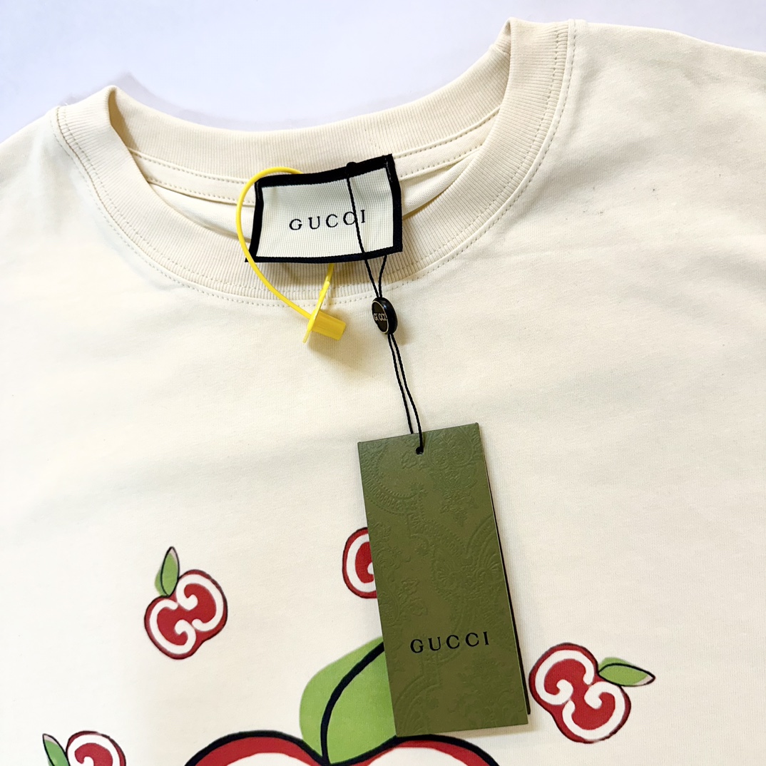 Gucci/古驰 双G苹果短袖T恤 黑色 米白