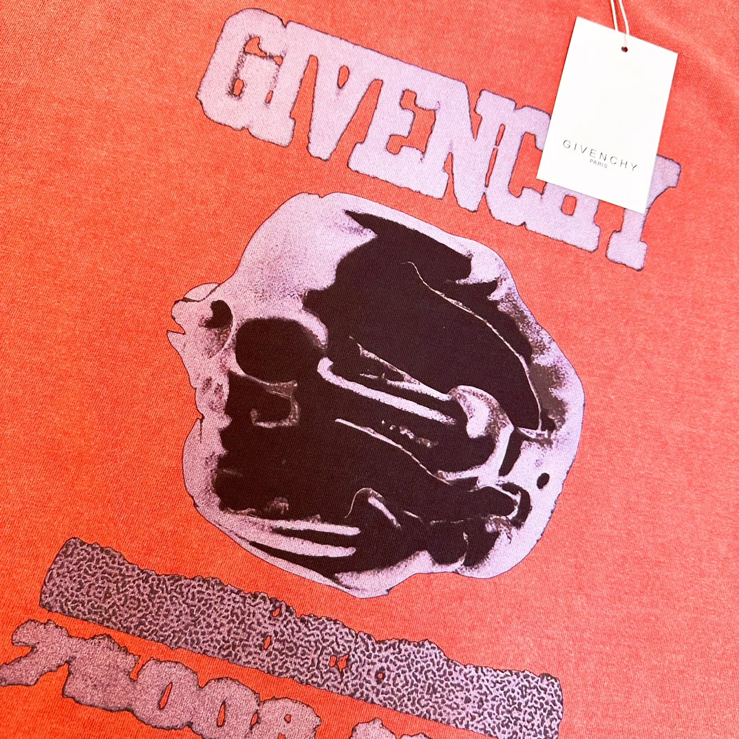 Givenchy/纪梵希24ss 骷髅喷墨印花水洗做旧短袖T恤