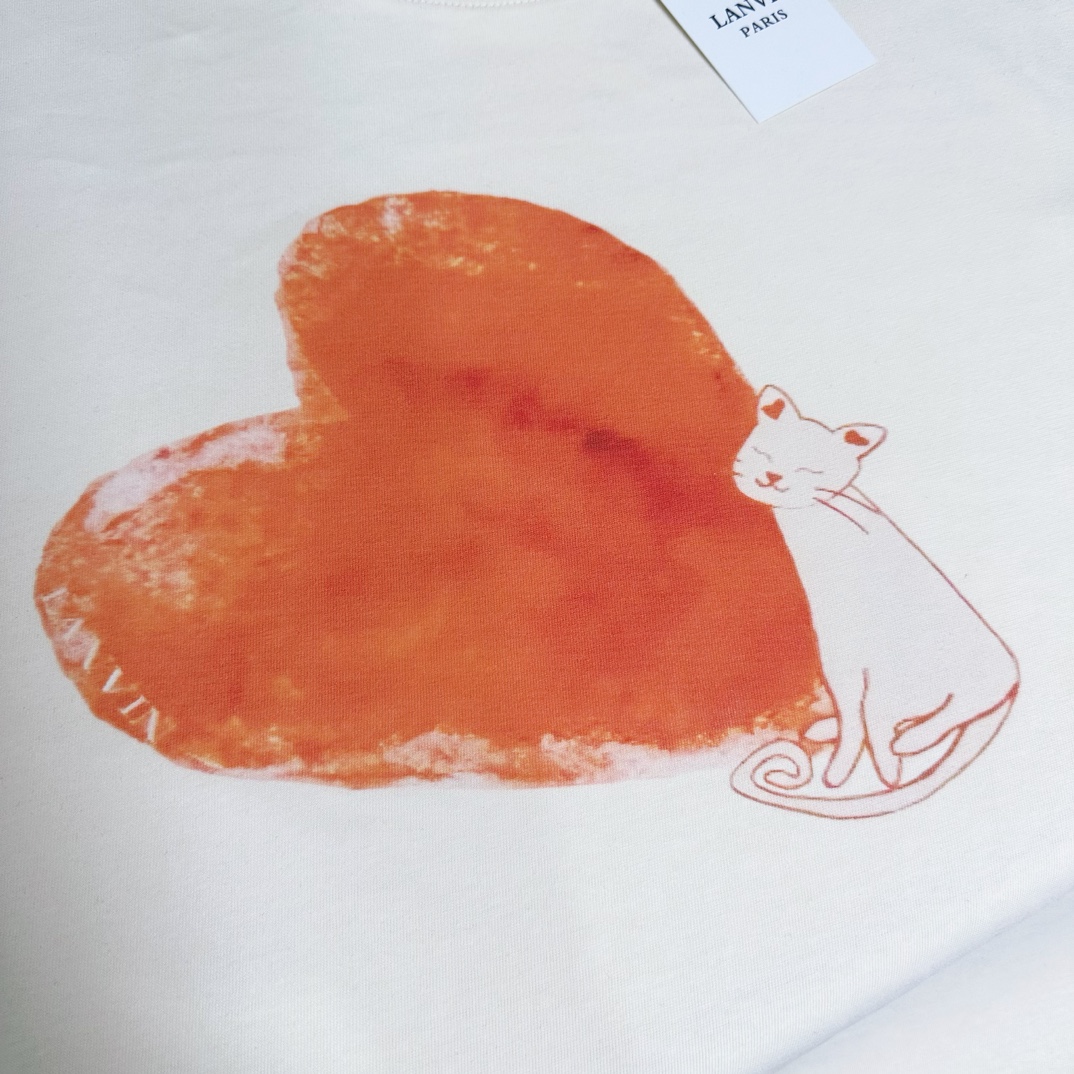 LANVIN 2024 High-Quality Cat-themed T-shirt in SMS ML Collection - 图片 8