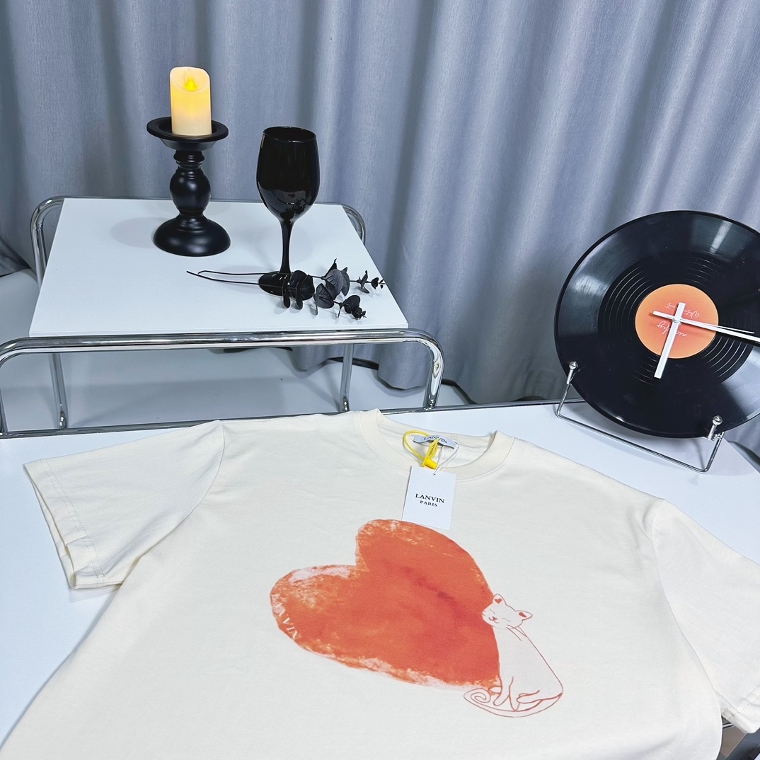 LANVIN 2024 High-Quality Cat-themed T-shirt in SMS ML Collection - 图片 7