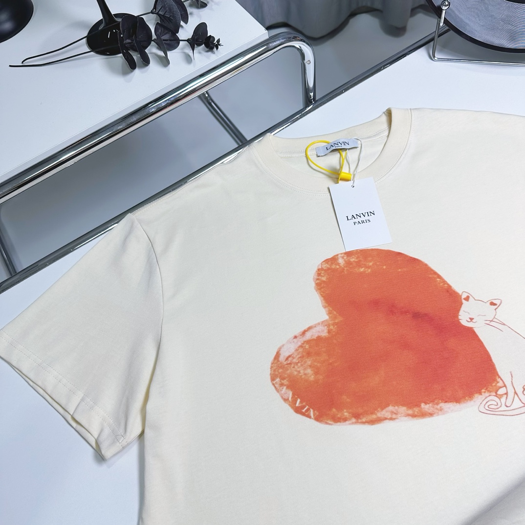 LANVIN 2024 High-Quality Cat-themed T-shirt in SMS ML Collection - 图片 6