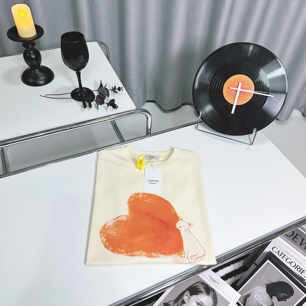 LANVIN 2024 High-Quality Cat-themed T-shirt in SMS ML Collection - 图片 9