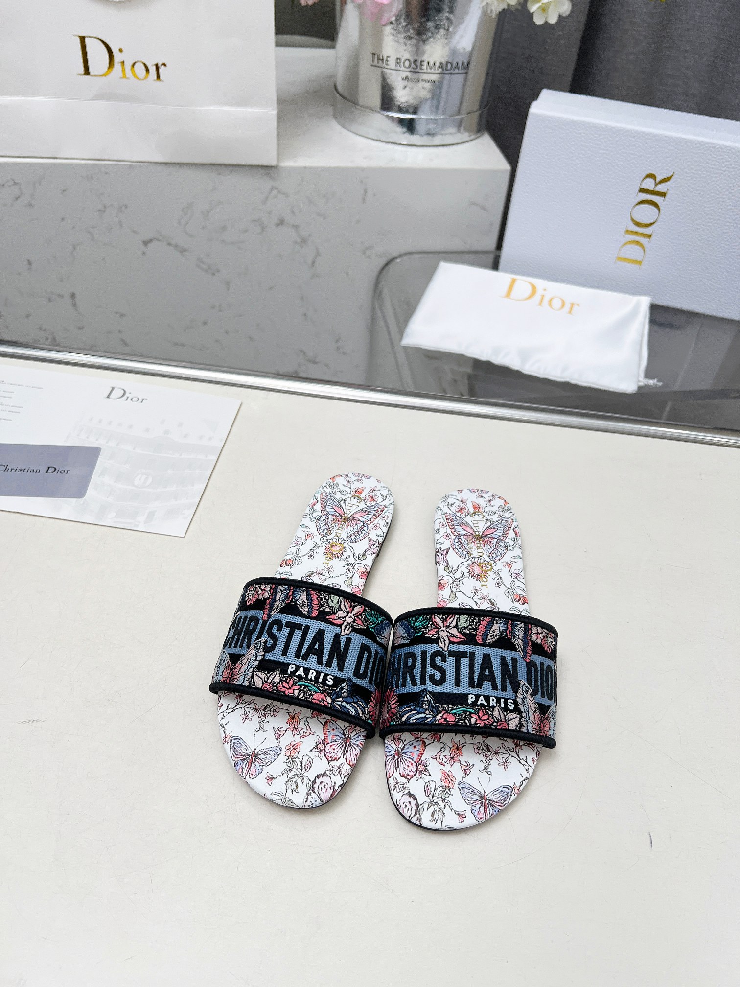 Christian Dior Women's Embroidered Cotton Blend Slide Sandal, Floral Print 7 a1740754314549 3817