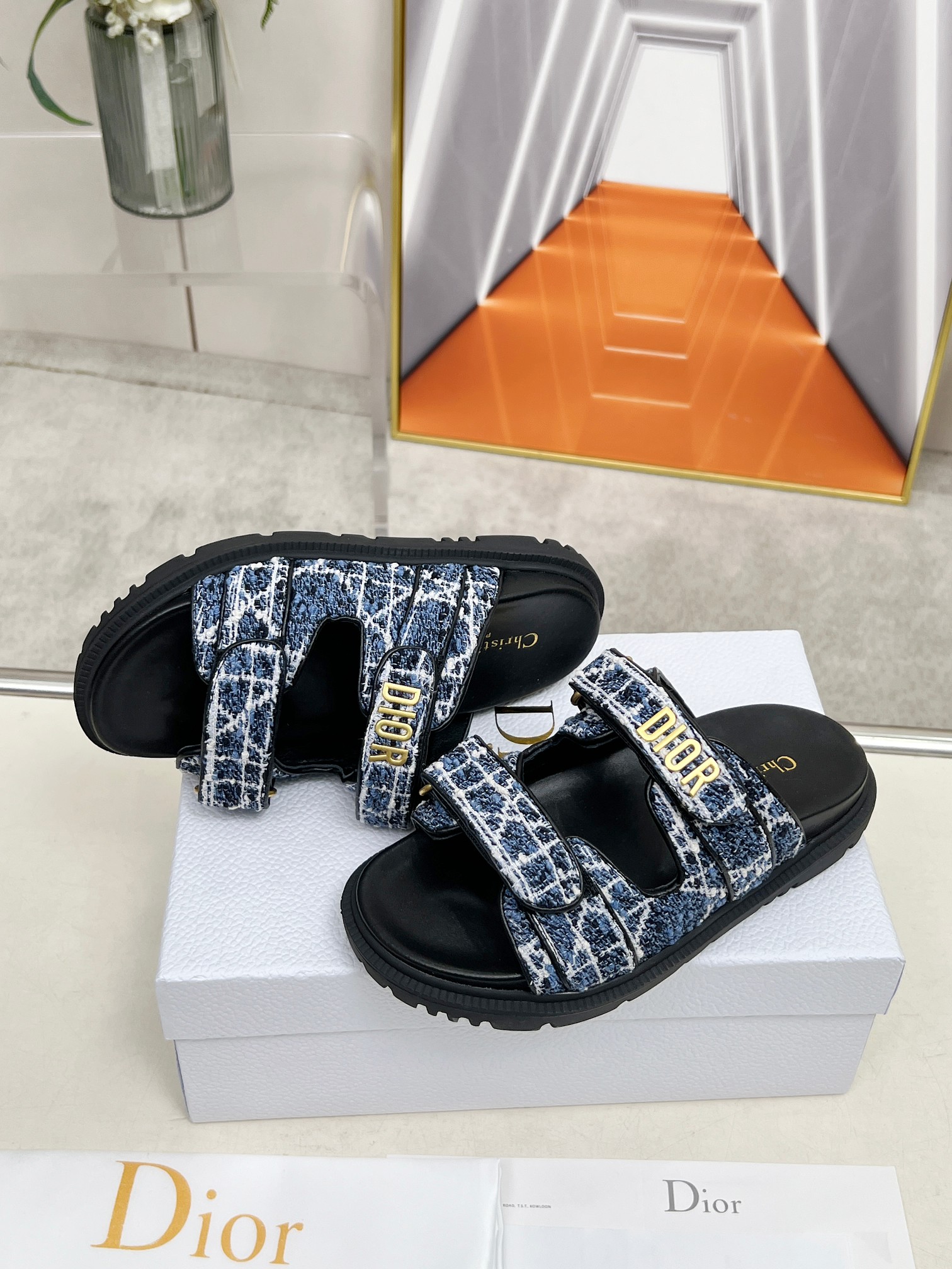 Dior Women's Dway Denim Slide Sandal Comfortable Flat Sandals 7 a1743342027193 6151