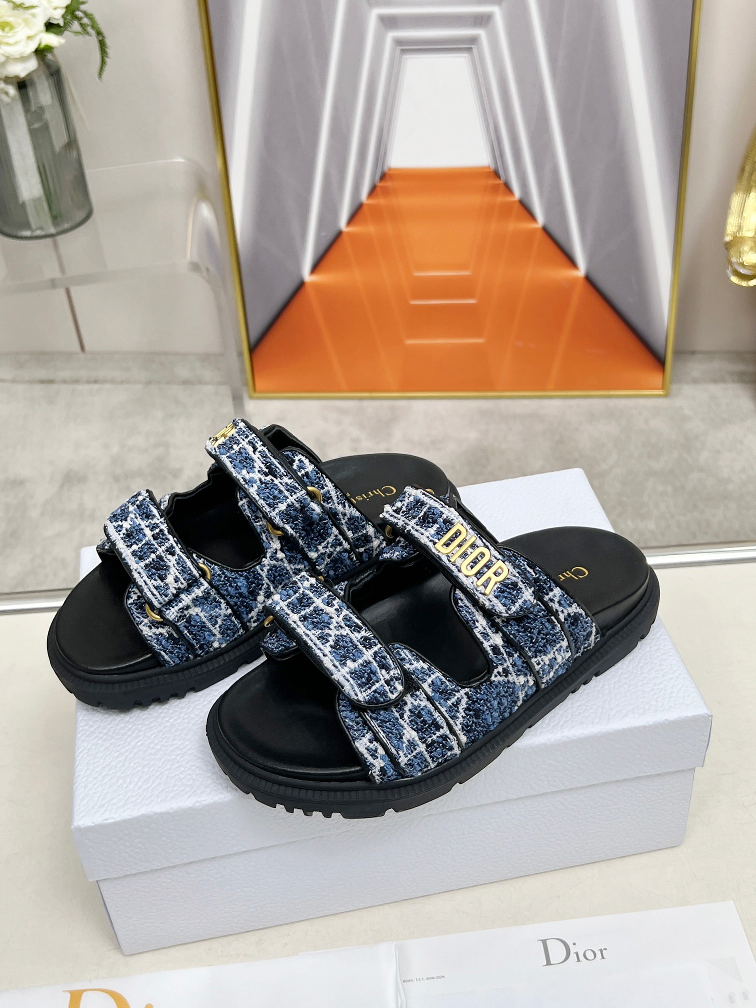 Dior Women's Dway Denim Slide Sandal Comfortable Flat Sandals 8 a1743342028695 6636