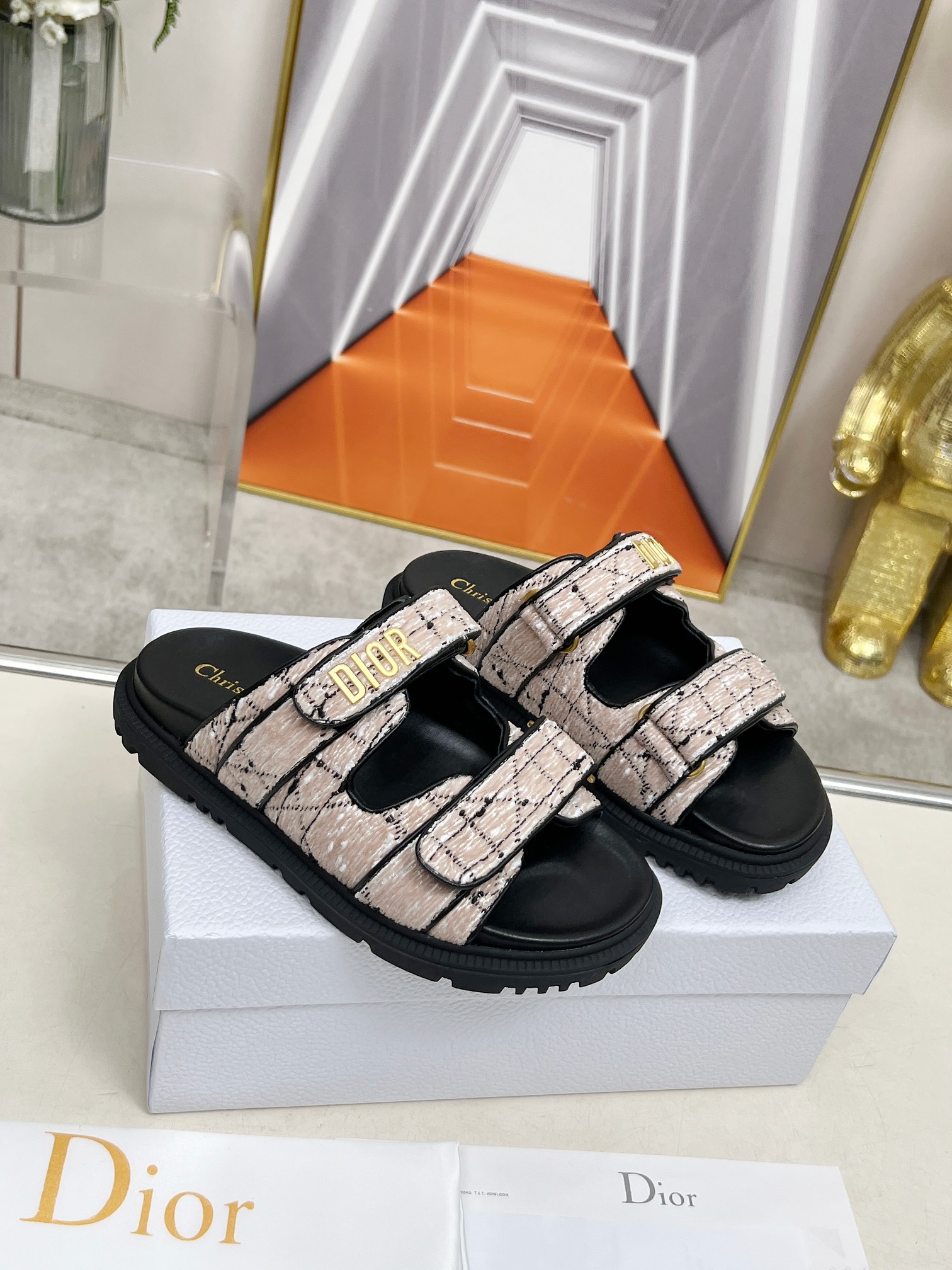 Dior Women's Classic Thick Sole Sandals - Designer Inspired Comfort Slides 1 Dior Women's Classic Thick Sole Sandals - Designer Inspired Comfort Slides